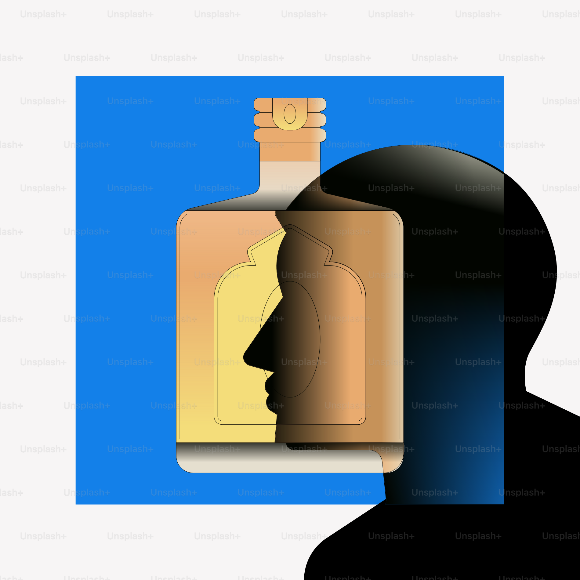 Silhouette of head with bottle overlay