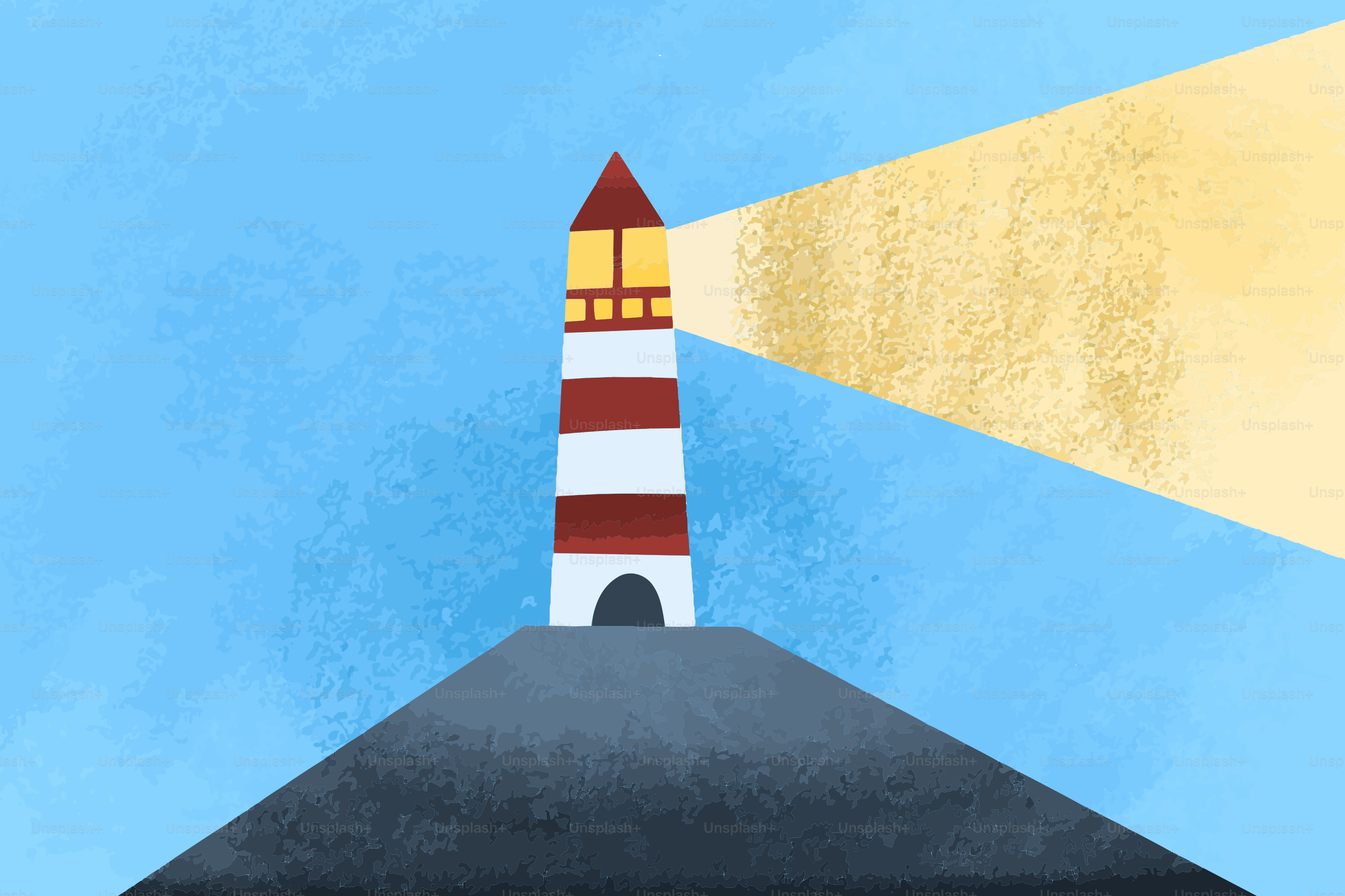 A lighthouse shines a bright beam across the sky.