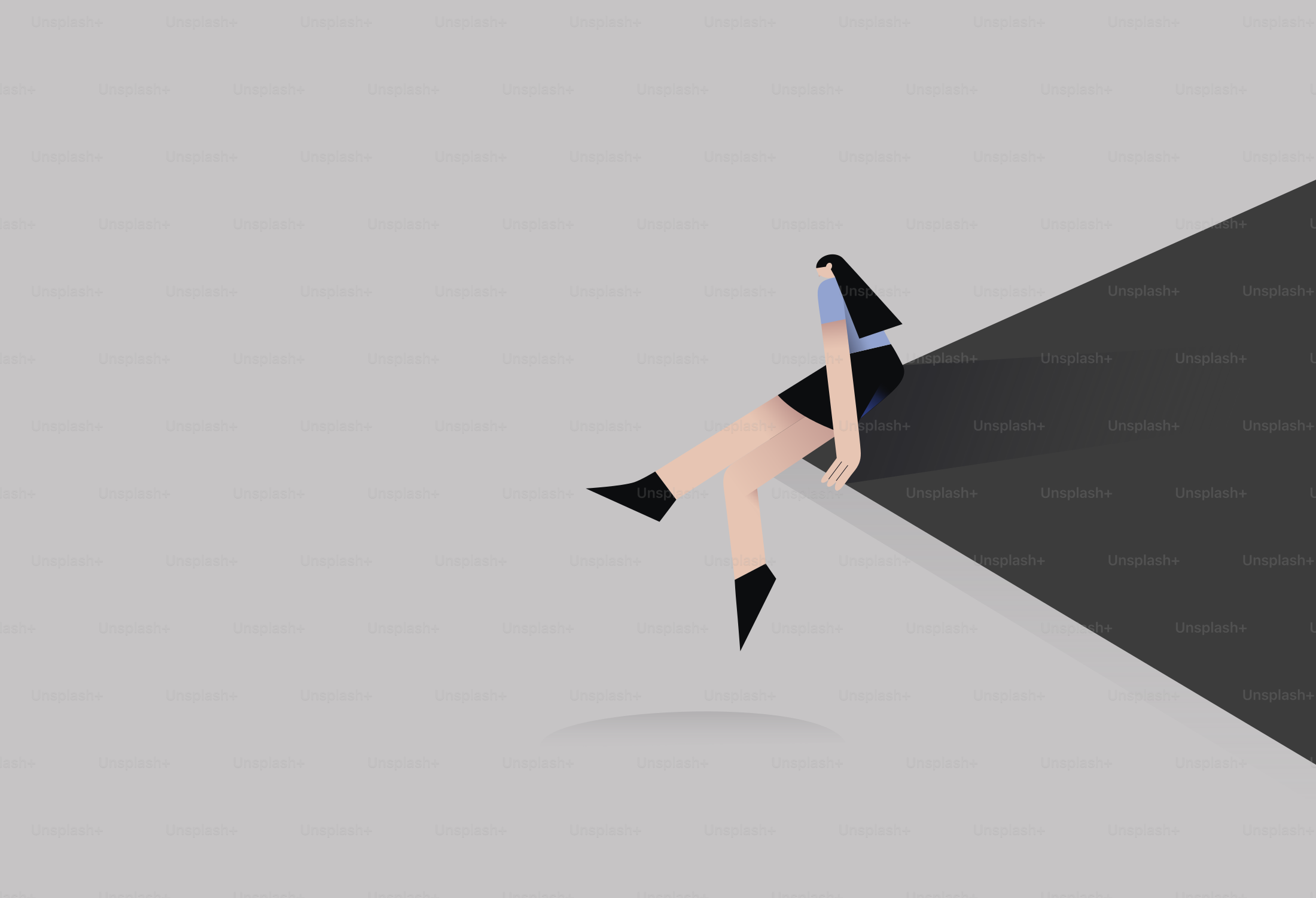 Una persona se sienta al borde de una superficie oscura.