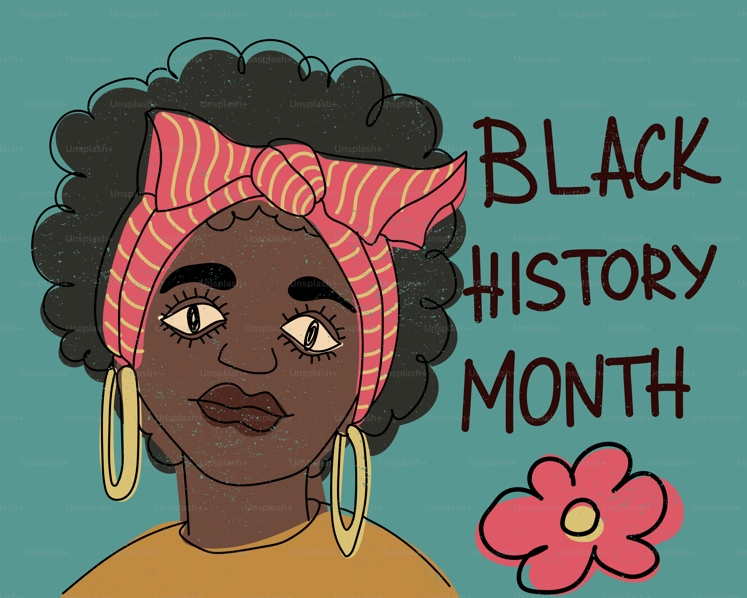 Mes de la historia negra con una mujer y una flor