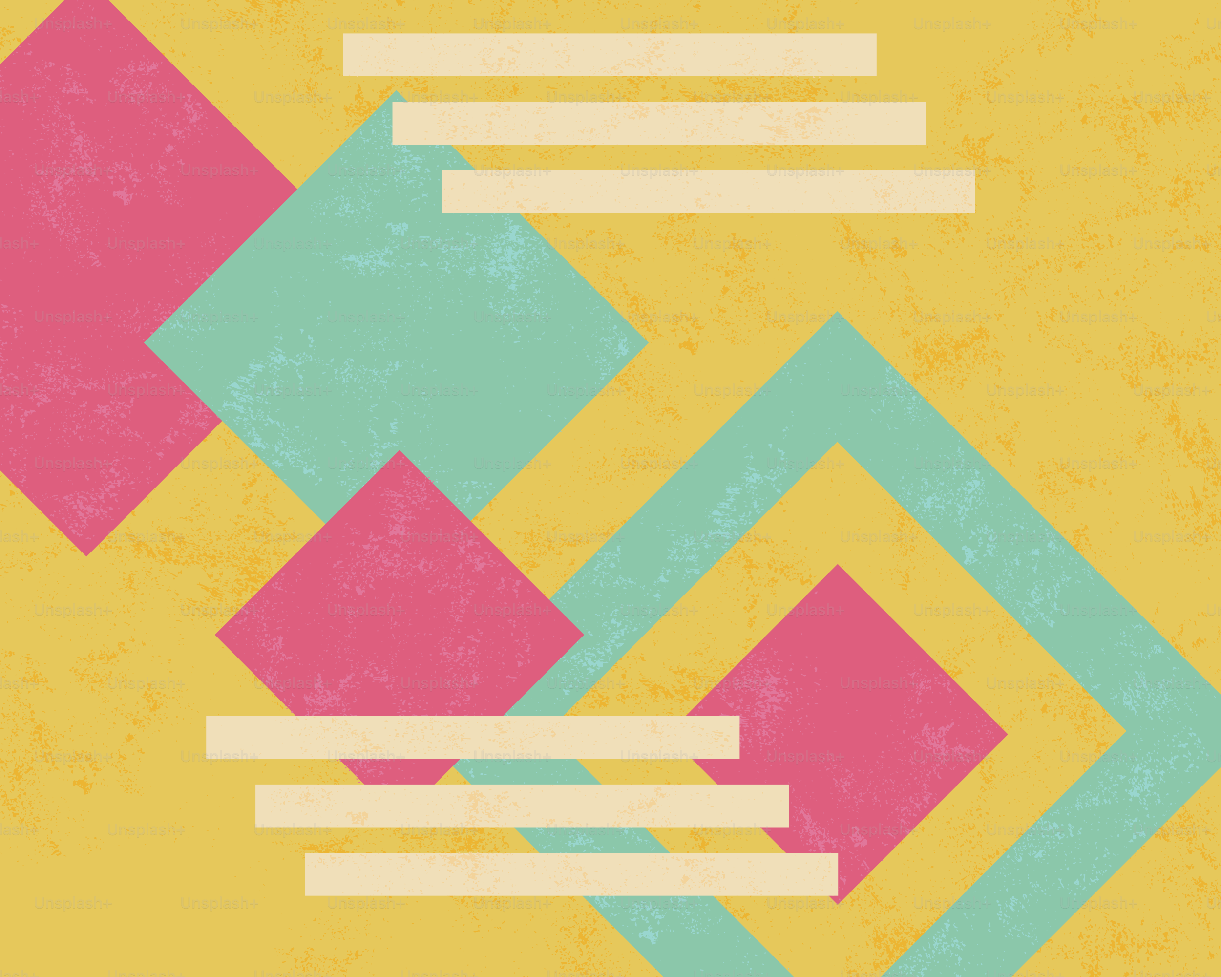 ピンク、ティール、イエローの幾何学模様