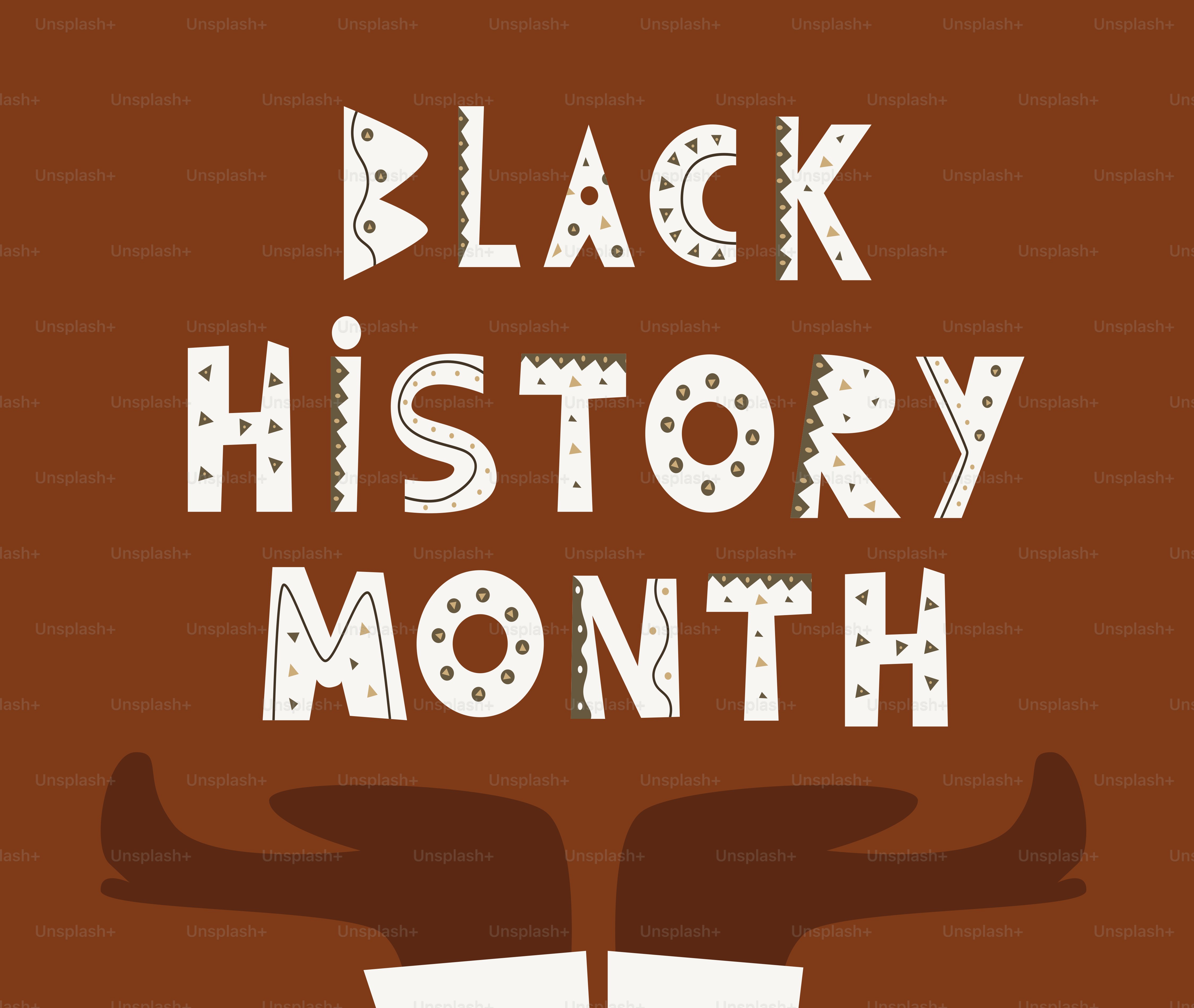 Black history month text with brown background