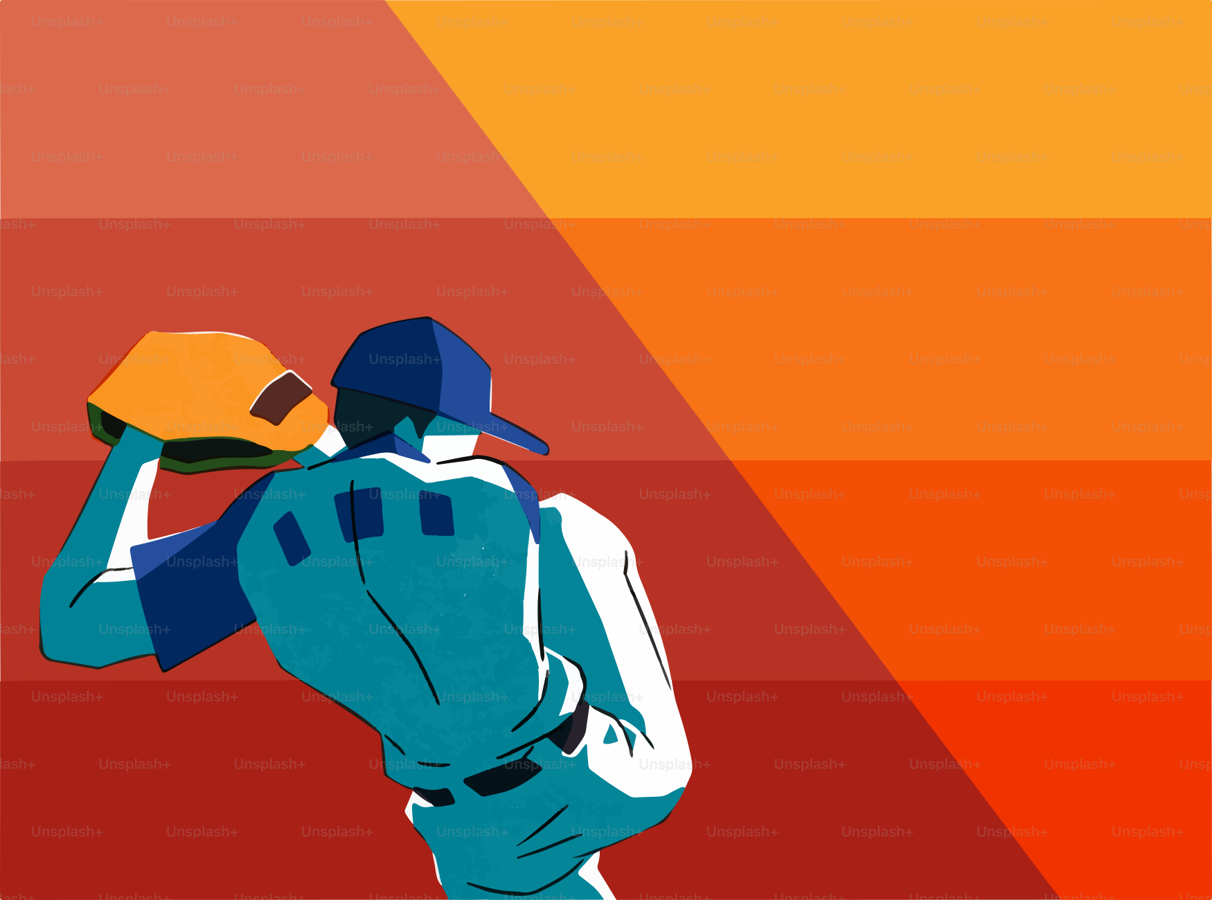 Baseball pitcher throwing a ball with colorful background