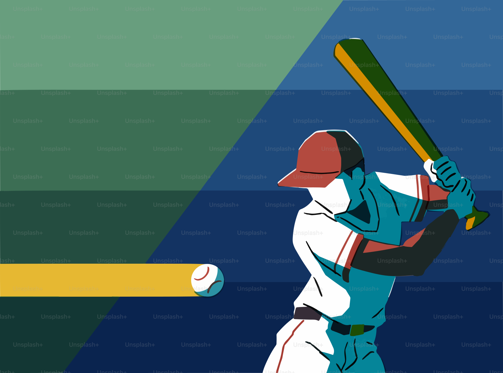 Jugador de béisbol golpeando un lanzamiento