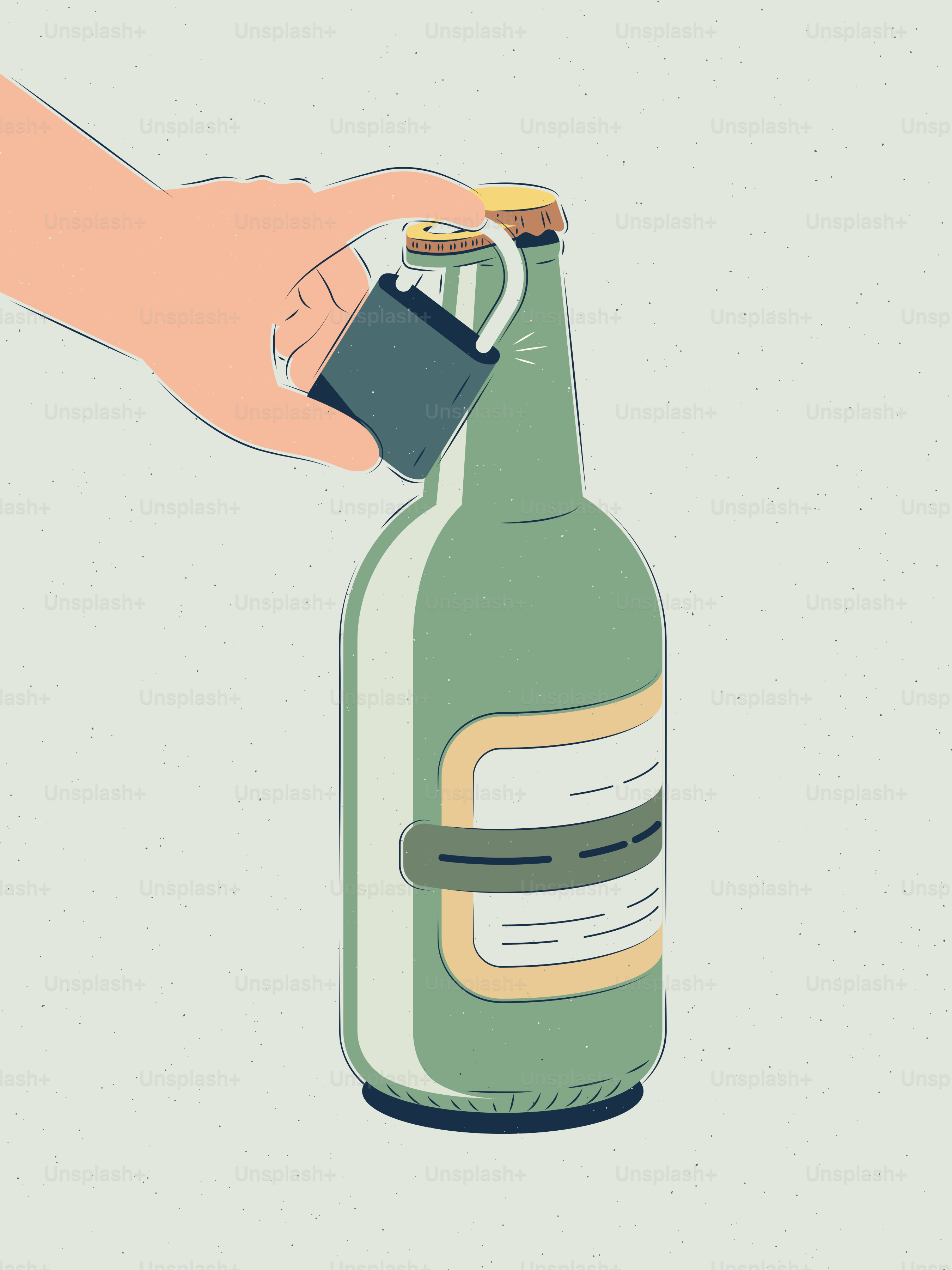 자물쇠로 맥주병을 손으로 잠그는 것.