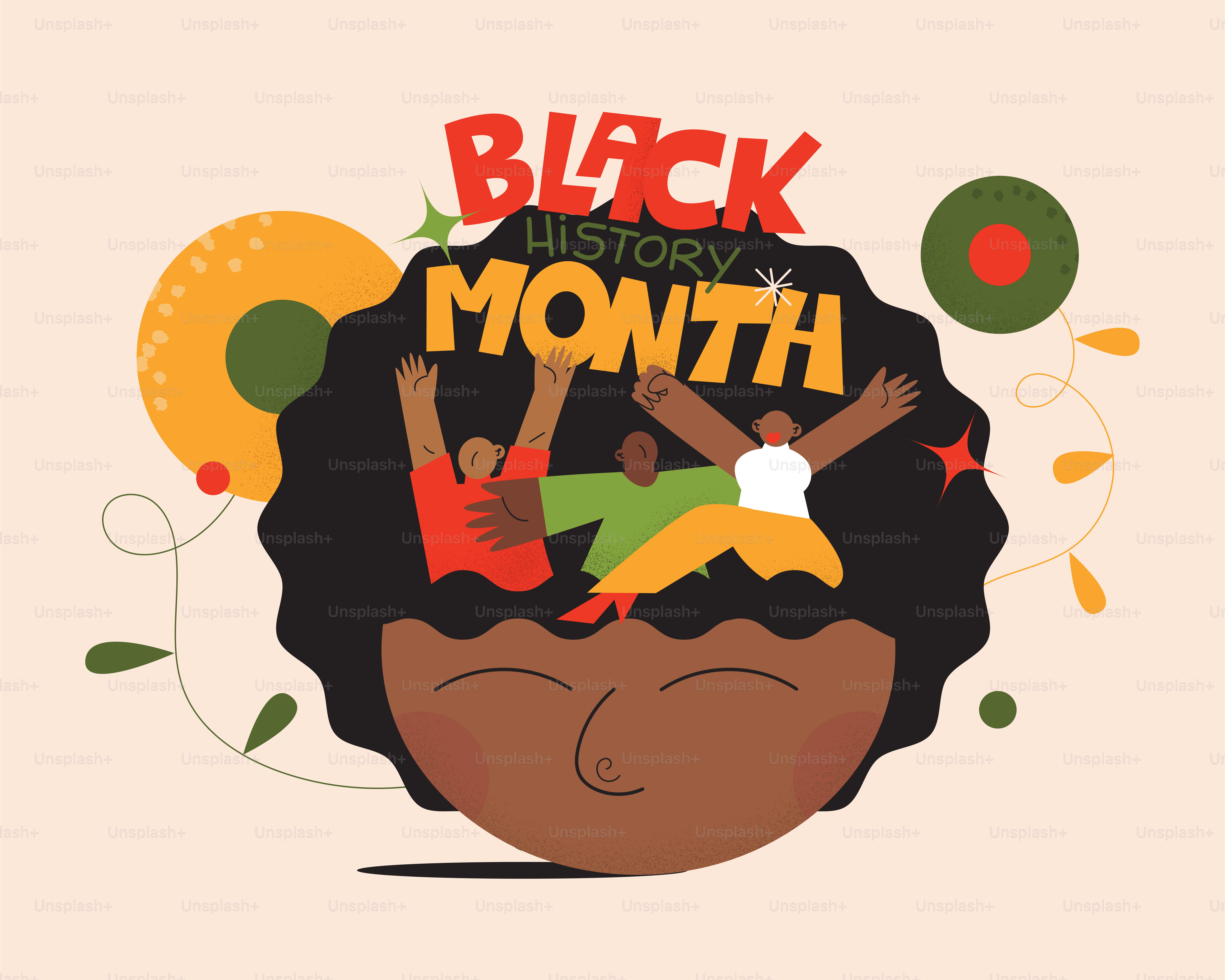 Feier zum Black History Month mit abstrakten Figuren.
