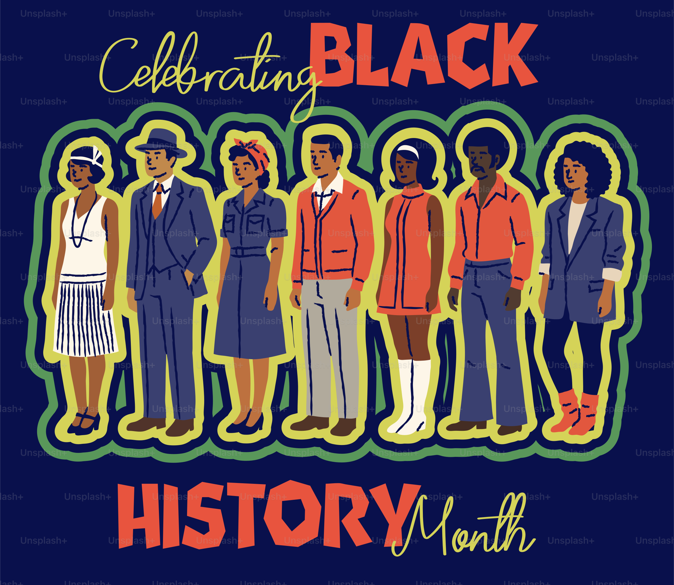 Celebrating black history month with diverse people
