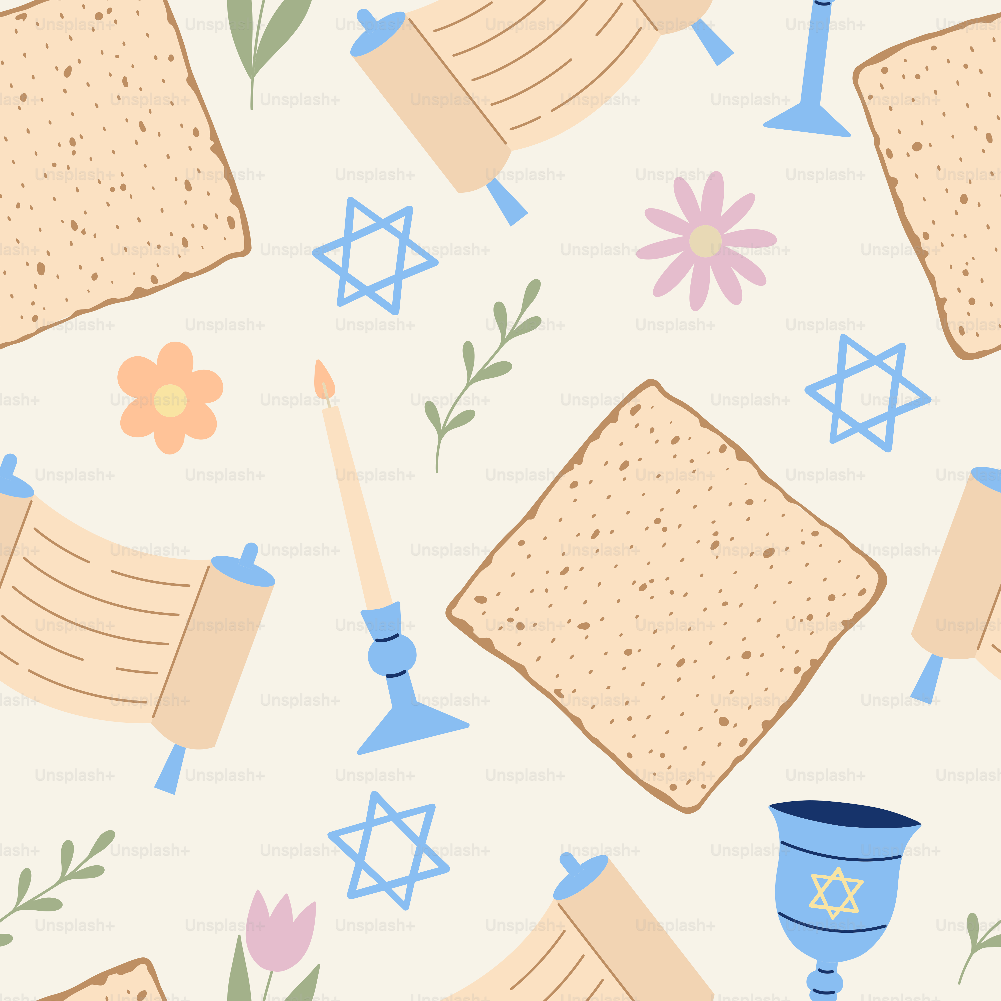 Matzah, rouleaux et motif de l’étoile de David de la Pâque