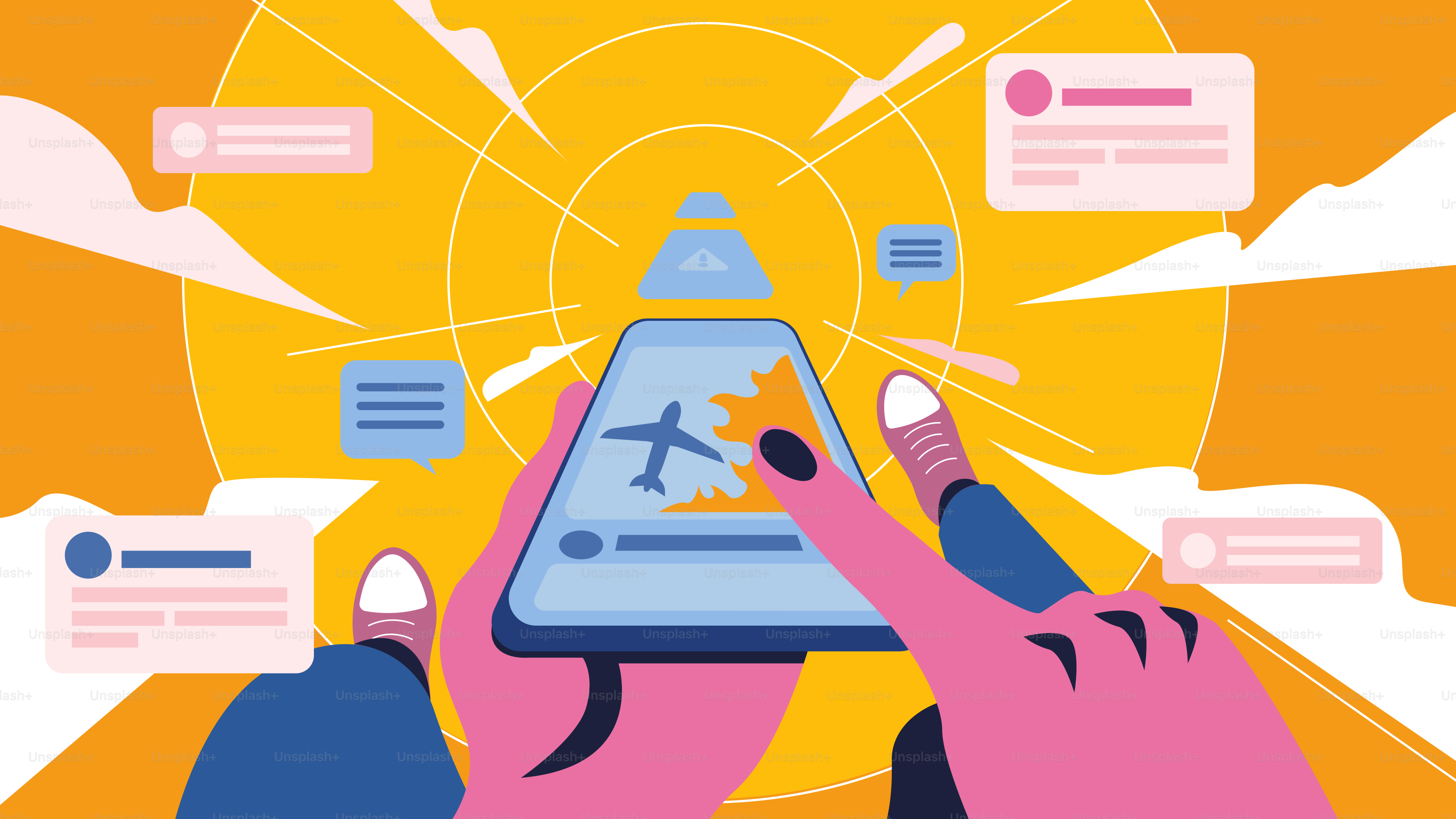 Person, die ein Smartphone mit Reise-App und Benachrichtigungen benutzt