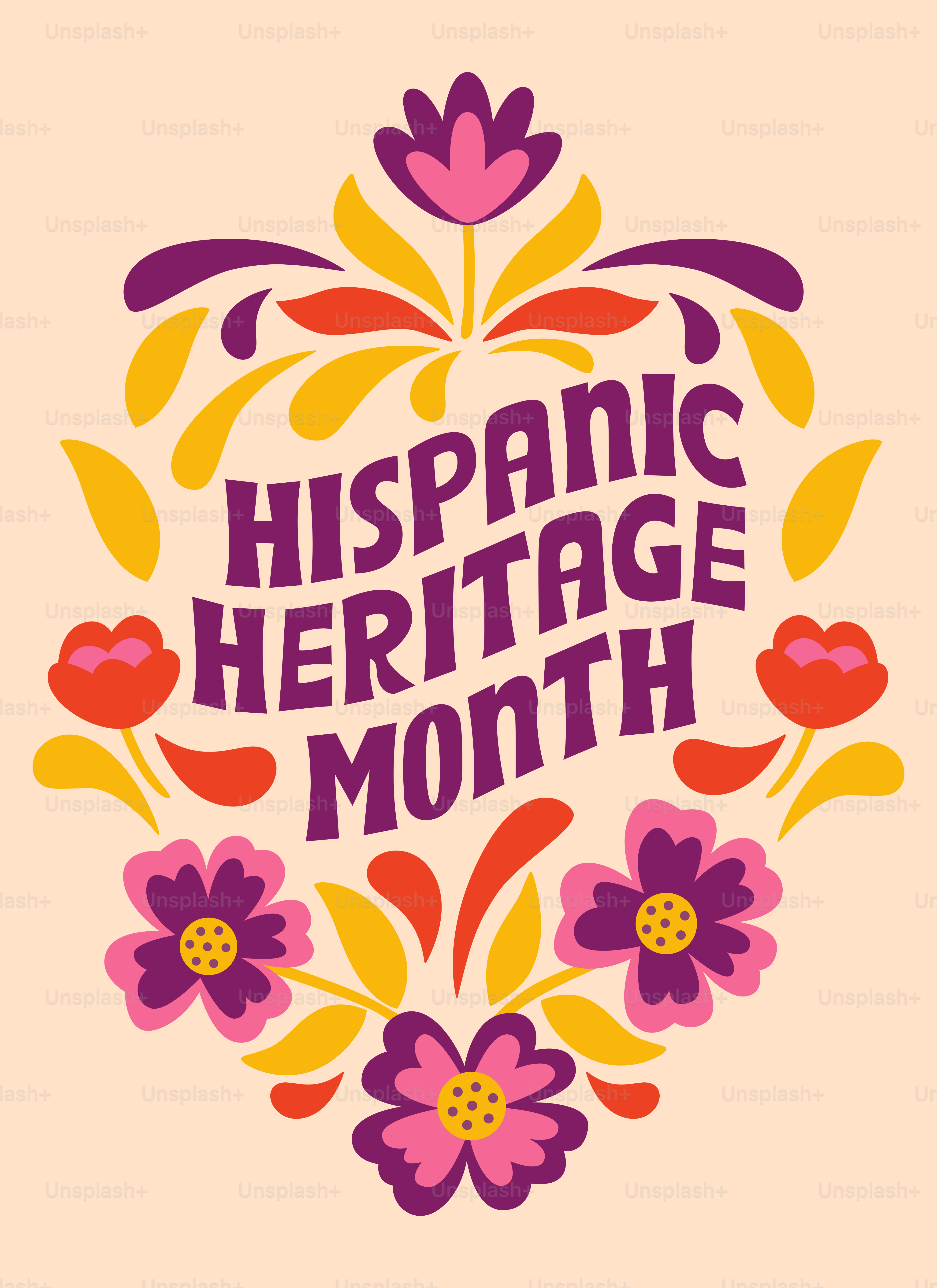 히스패닉 유산의 달 꽃 디자인