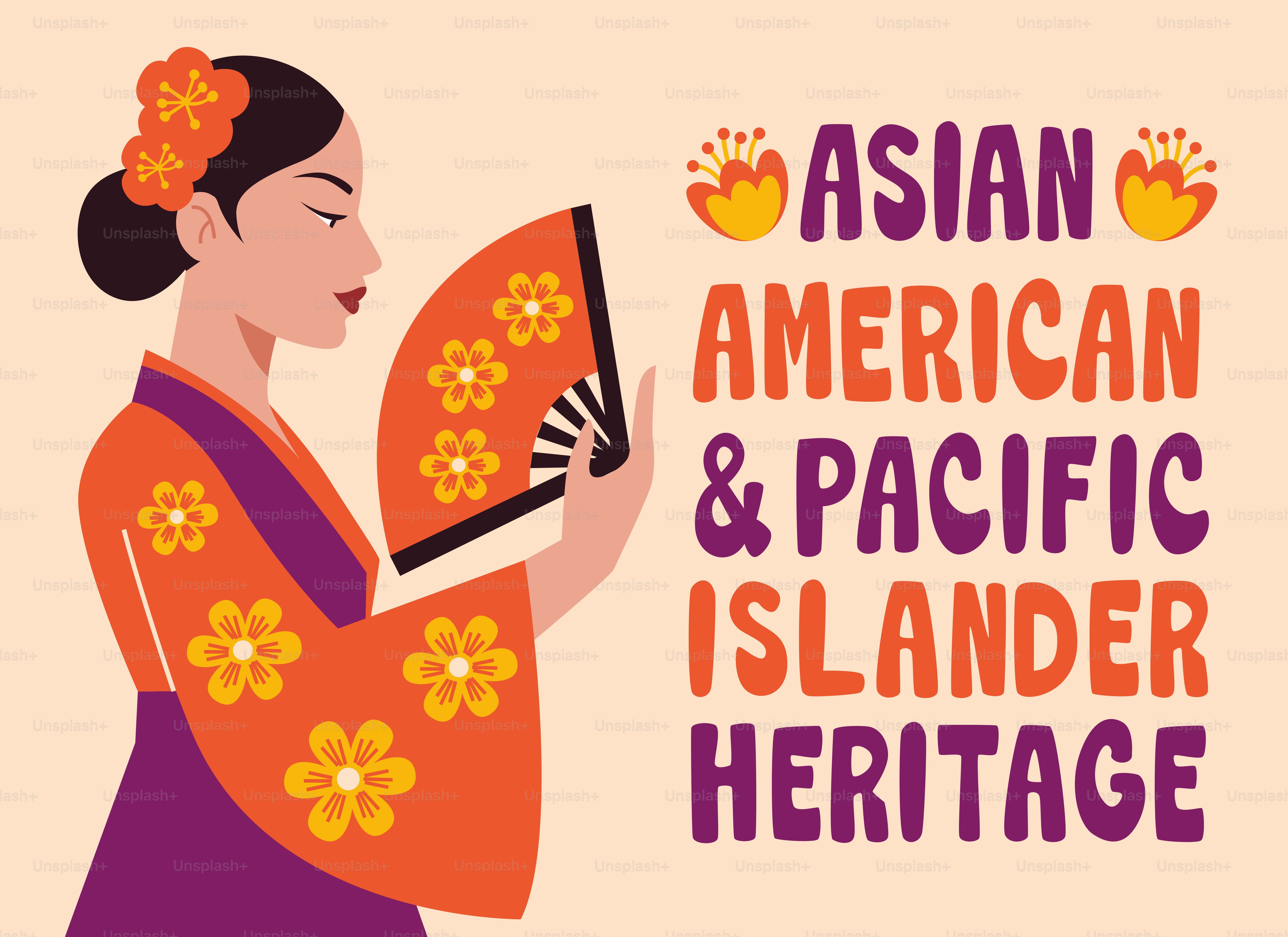 Asian american & pacific islander heritage illustration.