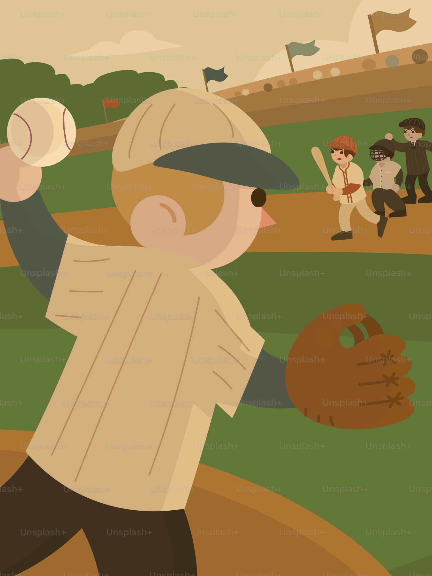 Junge pitcht während eines Spiels Baseball