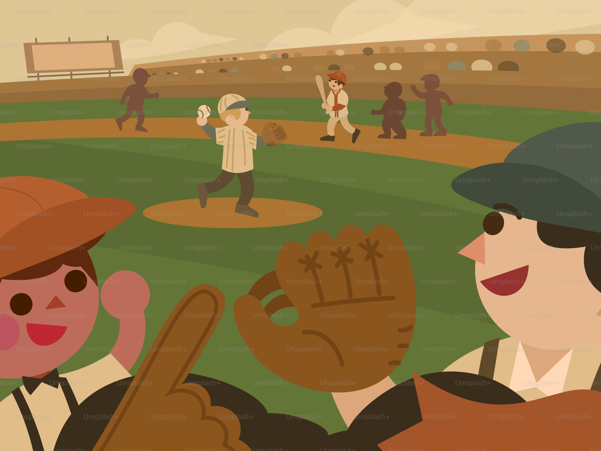 Kinder, die an einem sonnigen Tag Baseball spielen