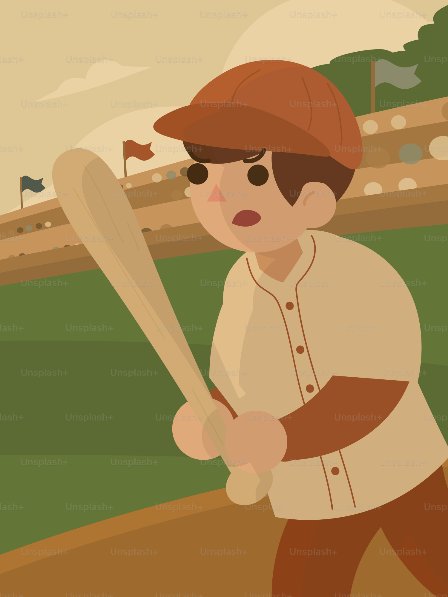 Young baseball player swings bat at game