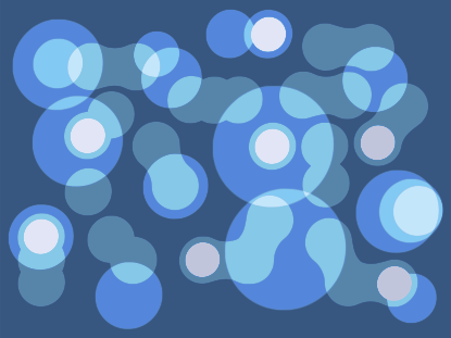 Cerchi e forme astratti blu su sfondo blu scuro