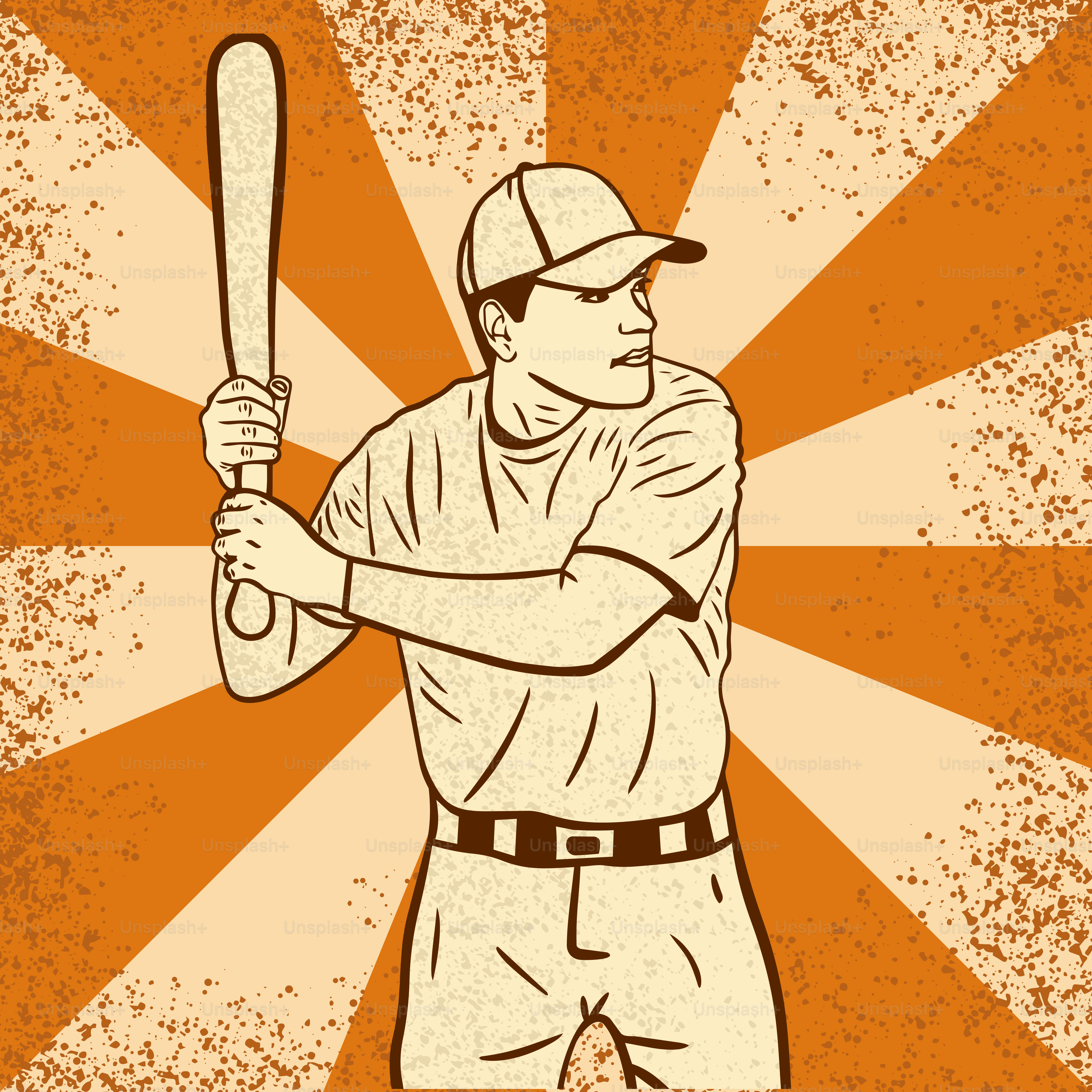 Baseball player holding a bat, ready to hit.