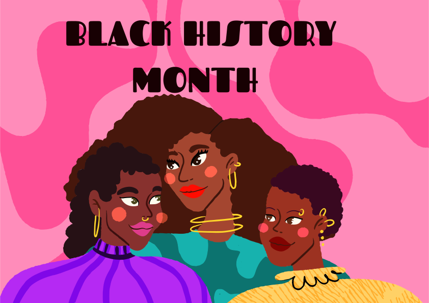 Celebração do mês da história negra com três mulheres