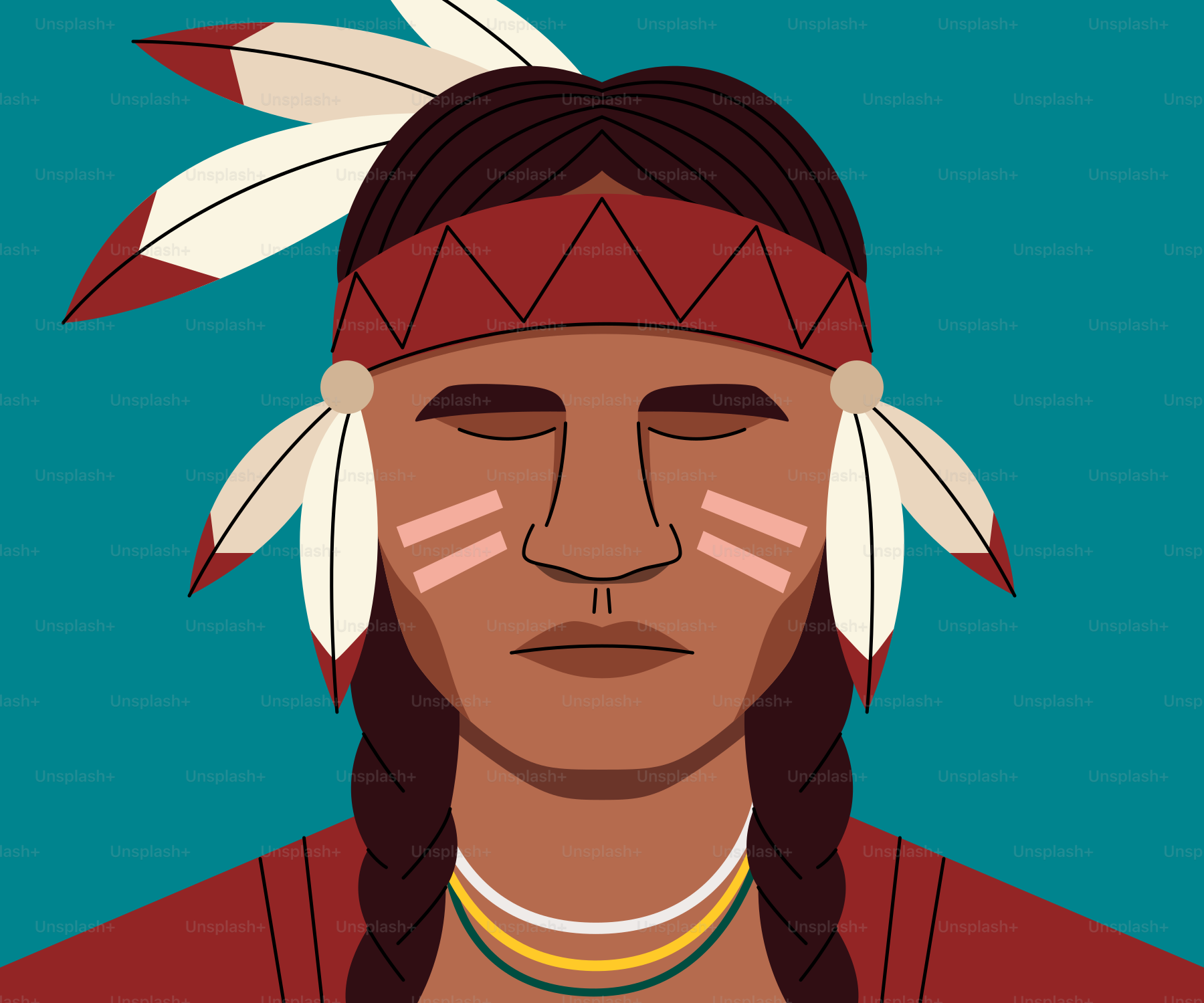 Homme amérindien avec des plumes et du maquillage facial