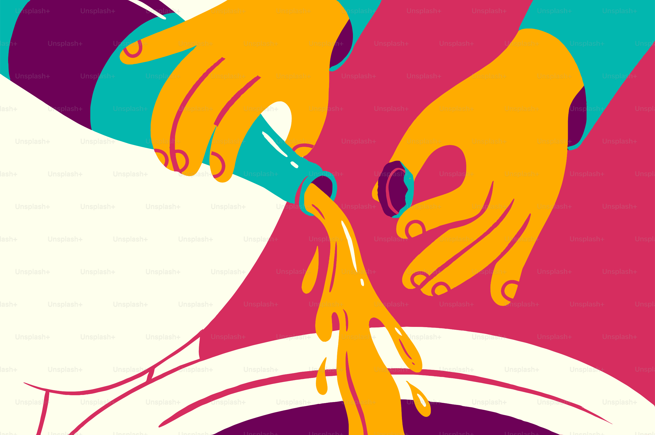 Tangan menuangkan cairan kuning dari botol ke dalam mangkuk.