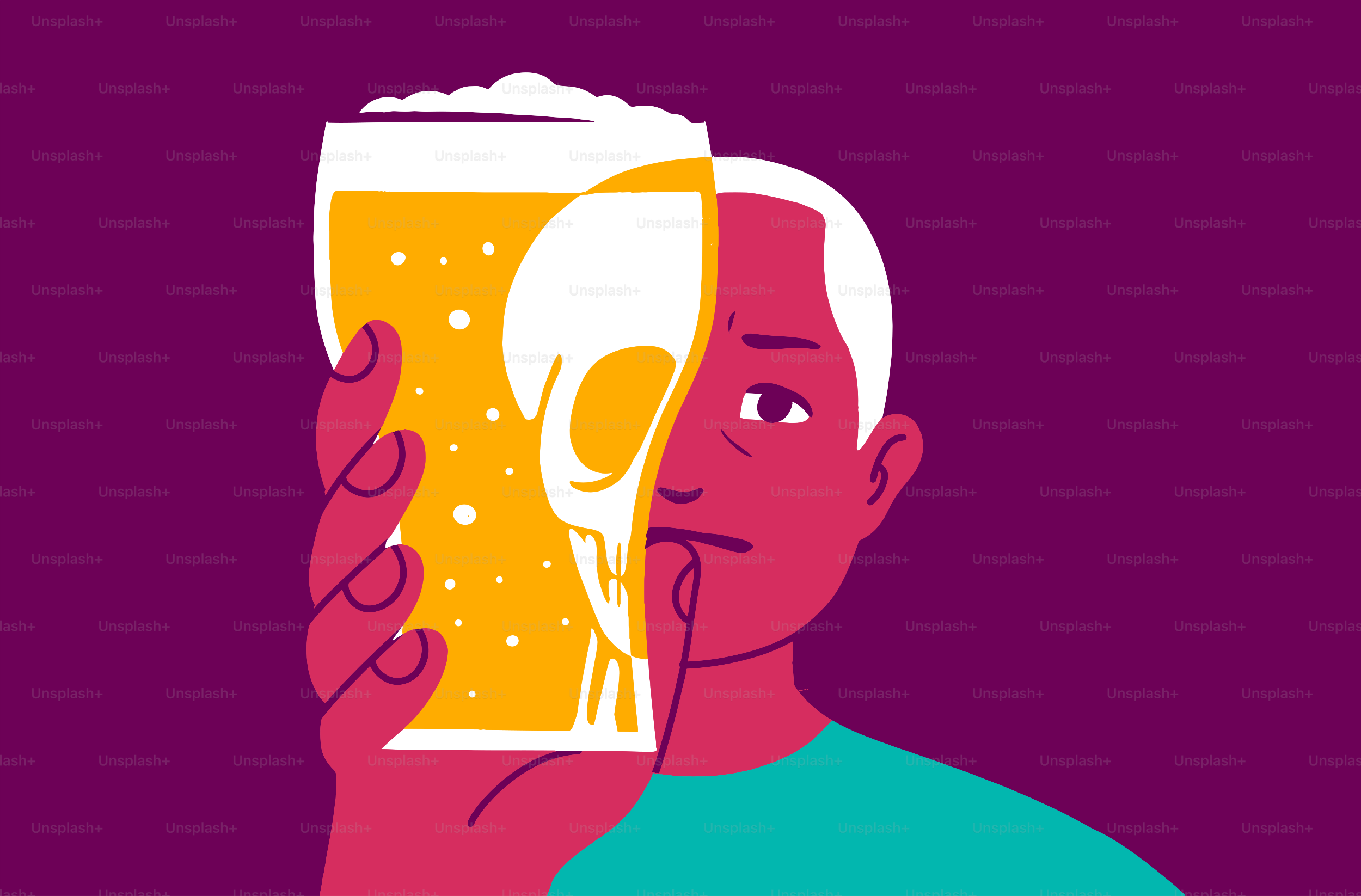 Pria memegang bir dengan tengkorak di dalamnya