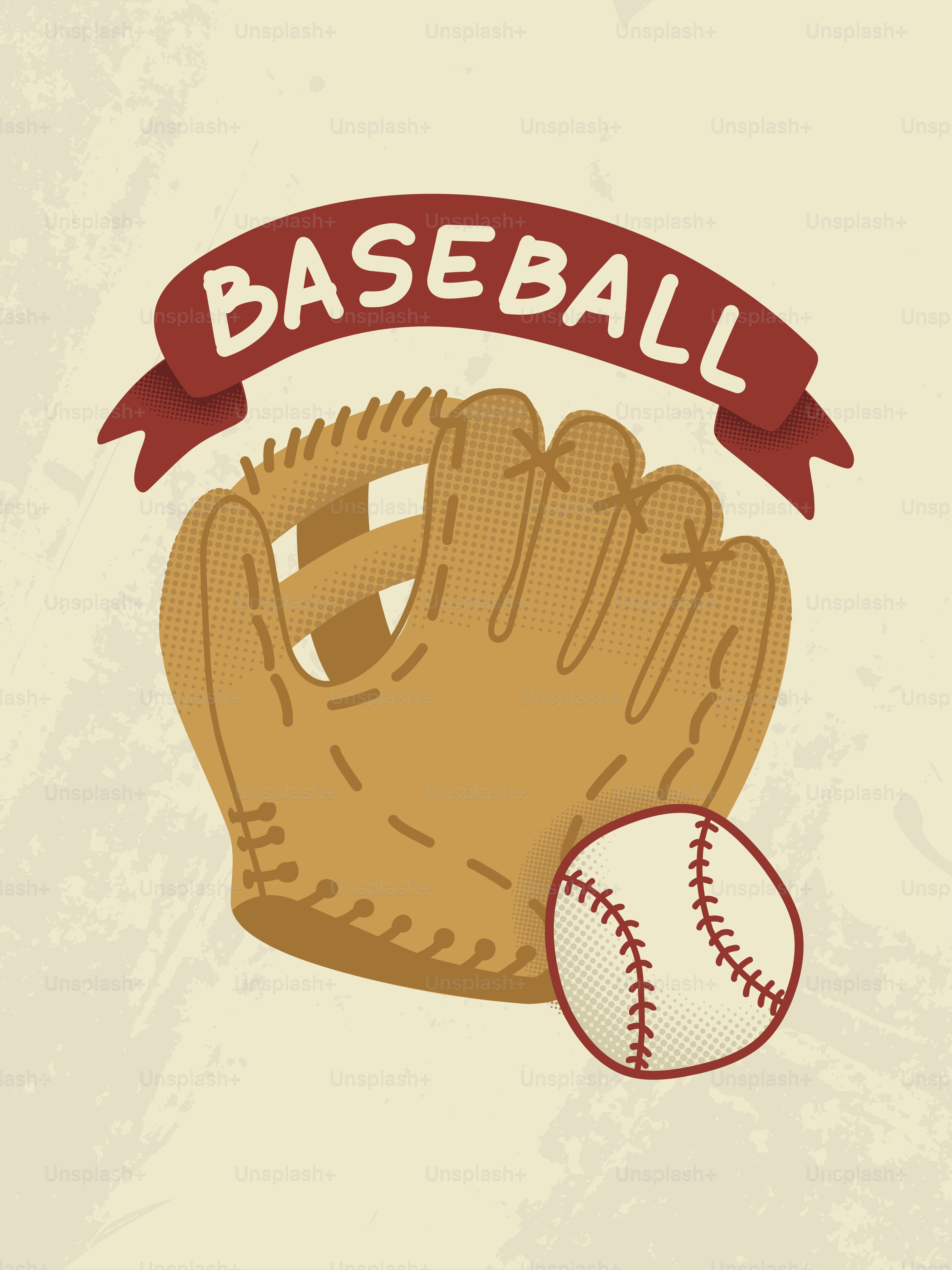 Baseball glove and ball with banner