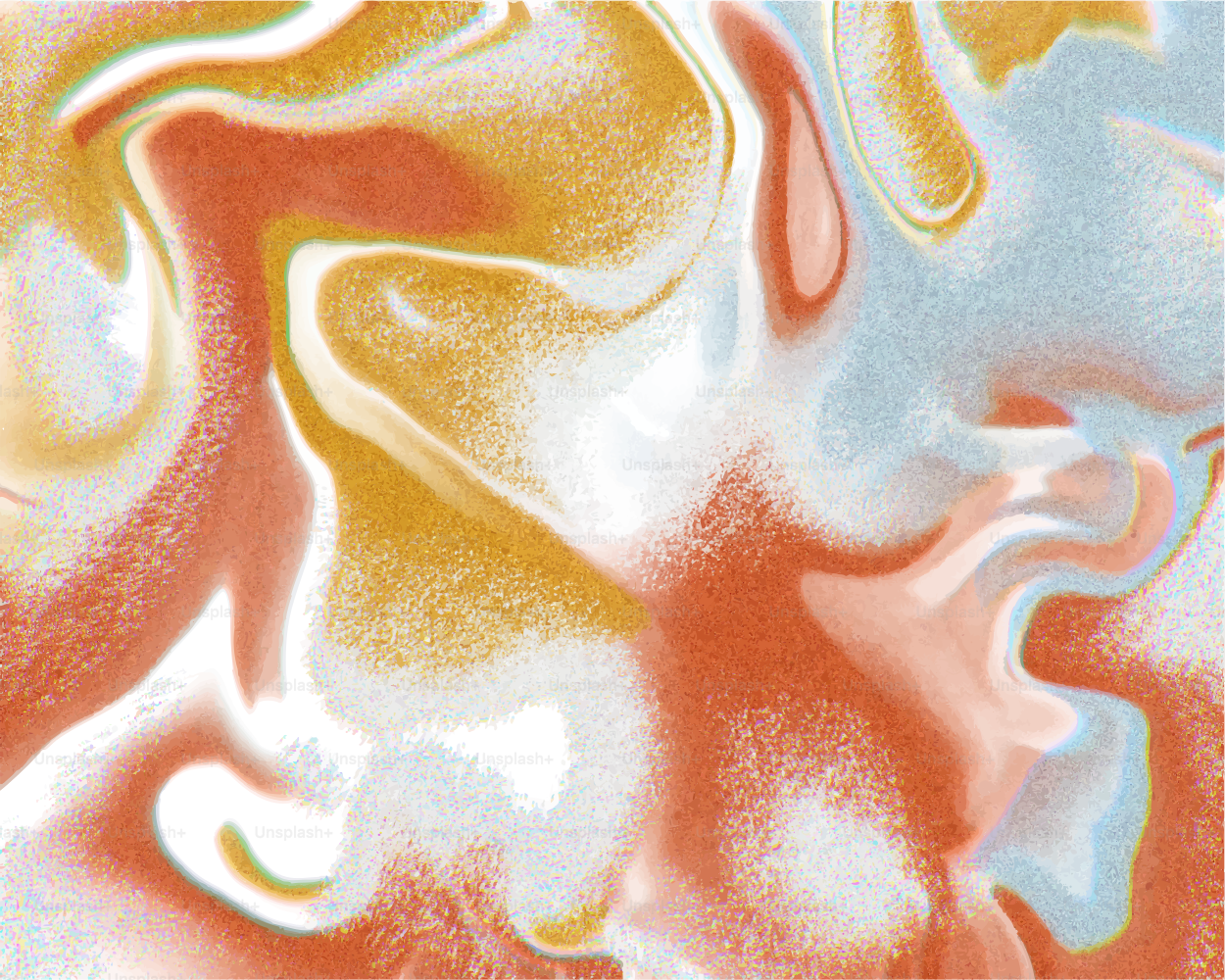 Abstract swirls of orange, gold, and blue colors