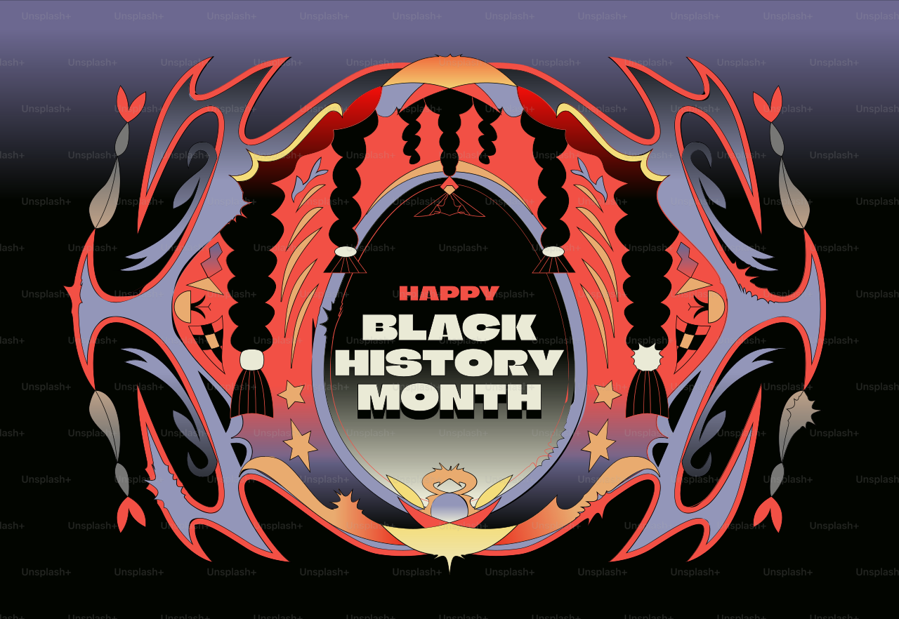 Happy black history month with abstract colorful design