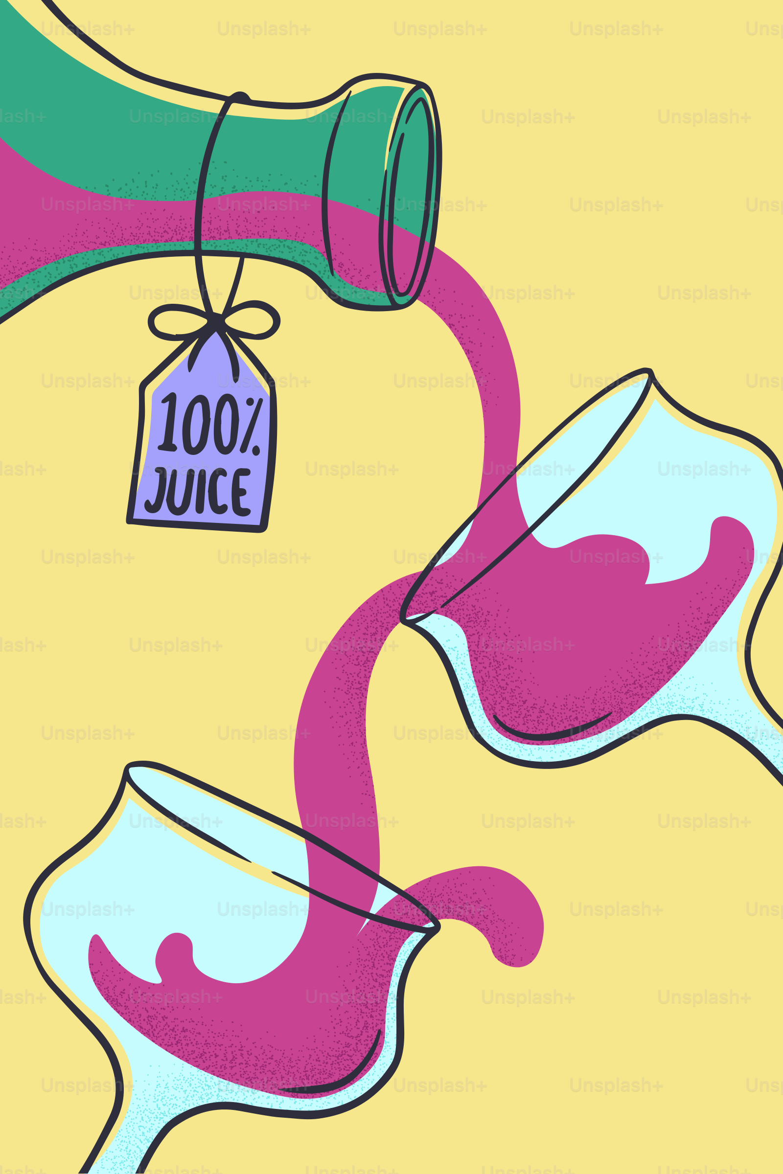 Suco roxo sendo servido em dois copos