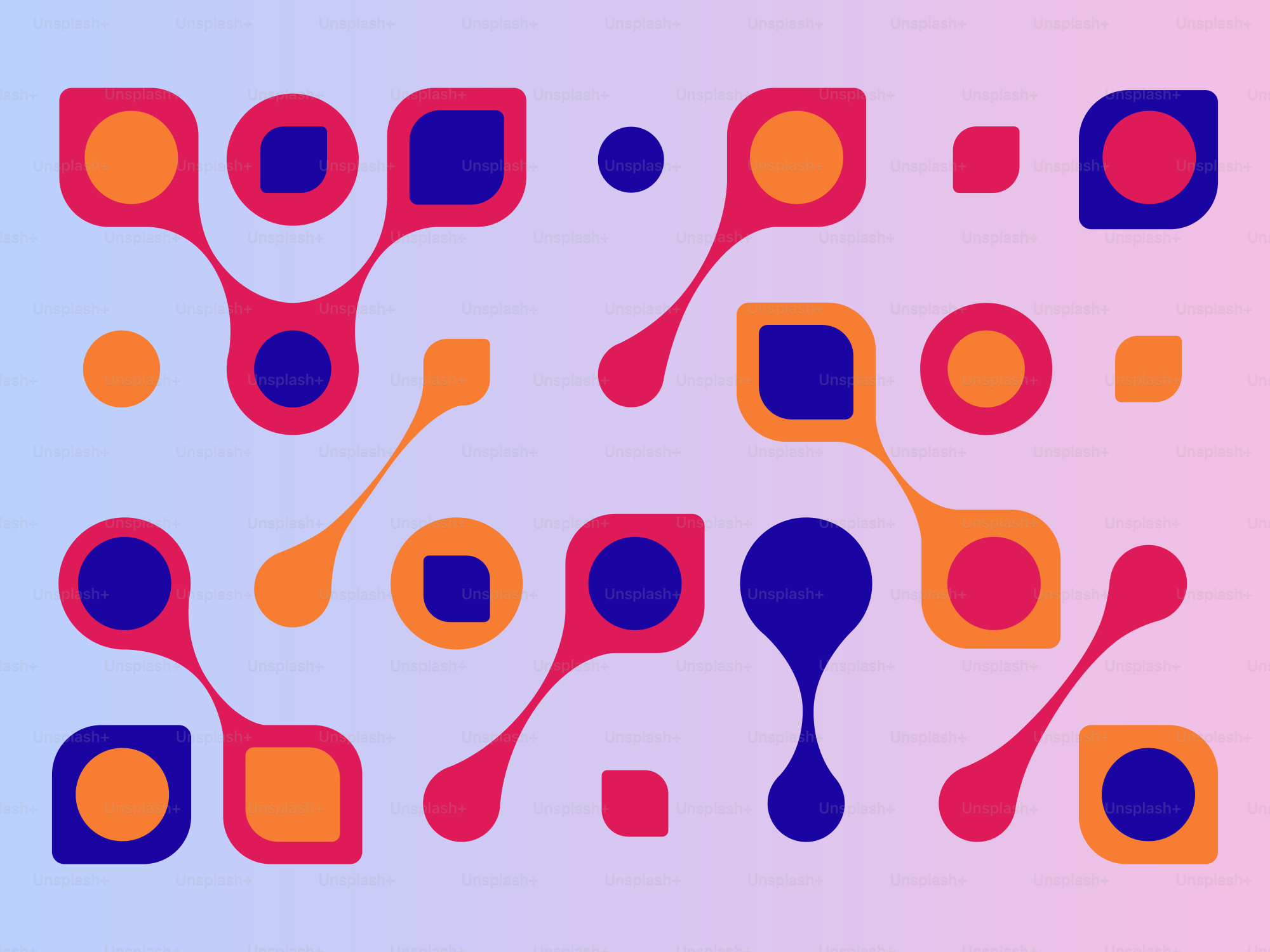 ピンク、青、オレンジの抽象的な幾何学的形状