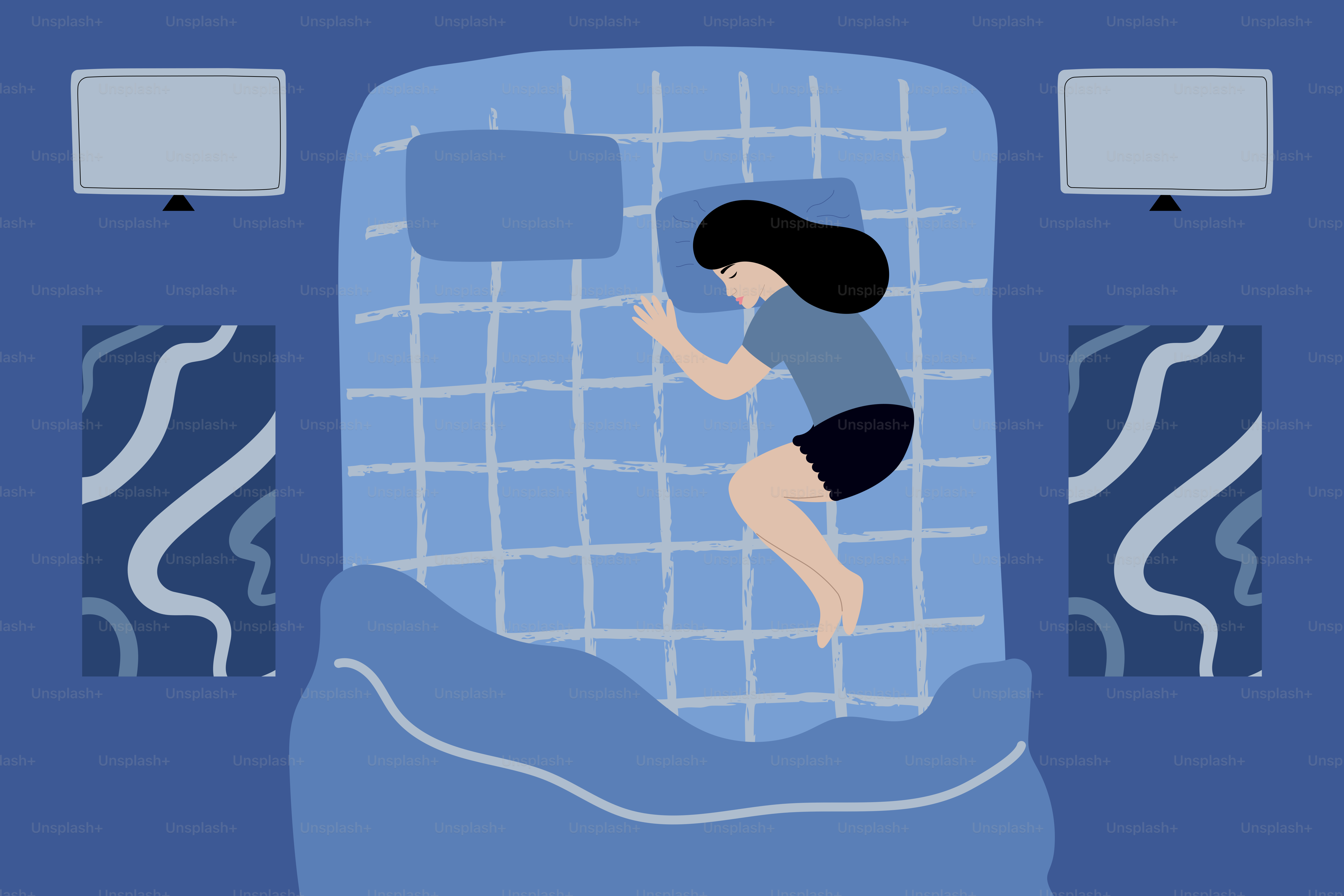 Une personne dormant profondément dans un lit la nuit.