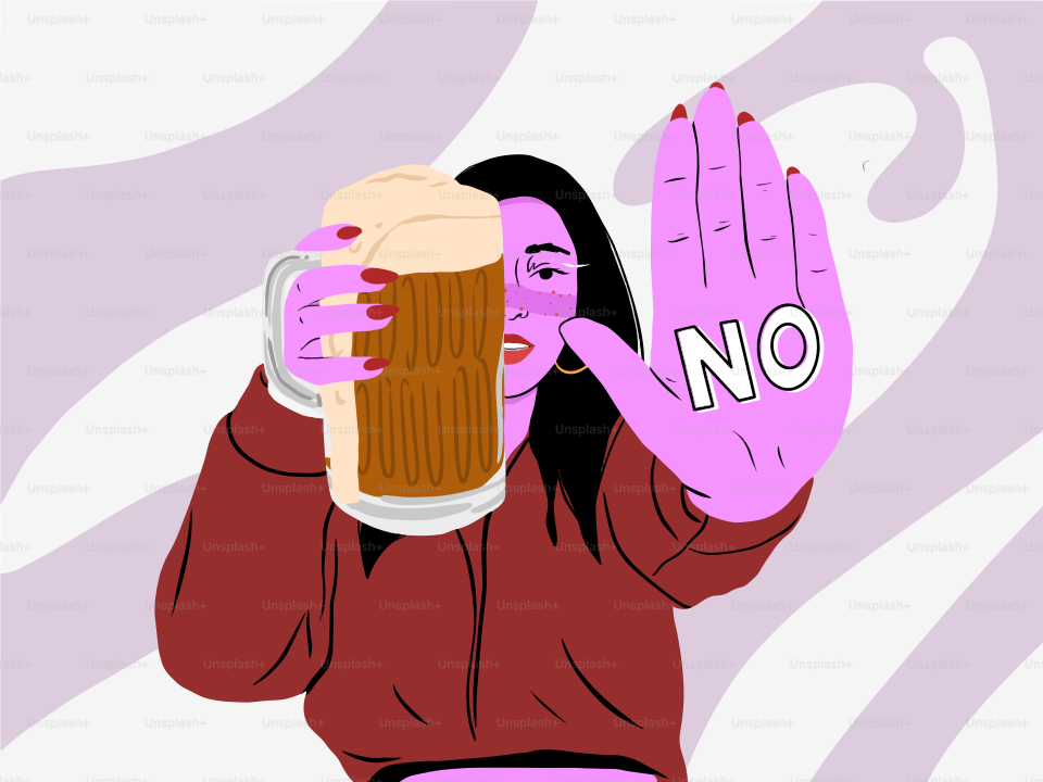 맥주를 들고 있는 여자, 손이 아니라고 말하는 사람