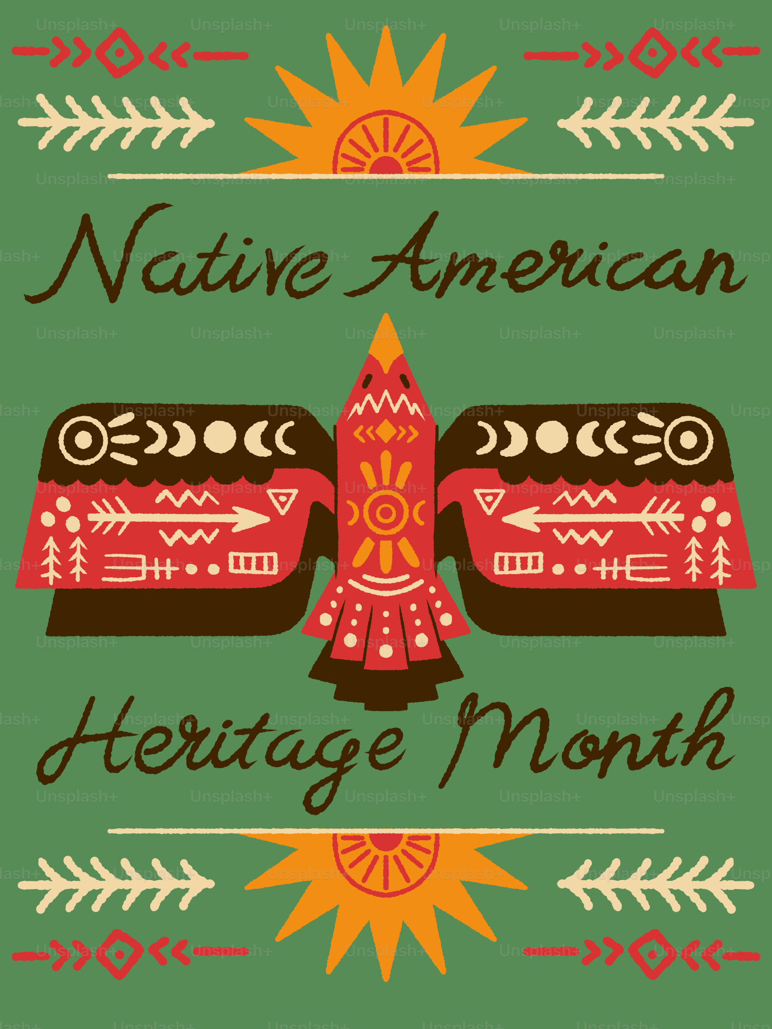 Mese del patrimonio dei nativi americani con arte tribale