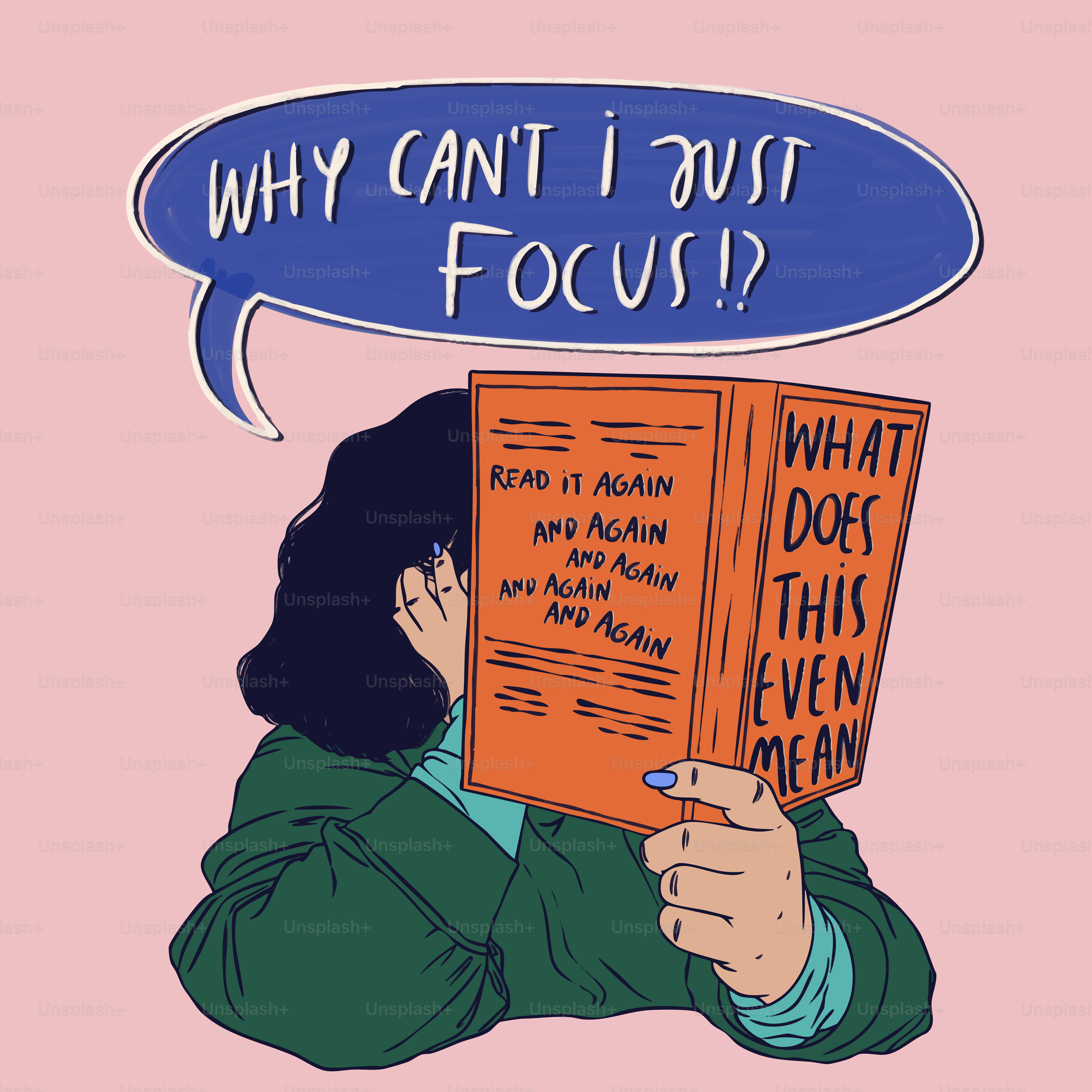 本を読むのに苦労している人。