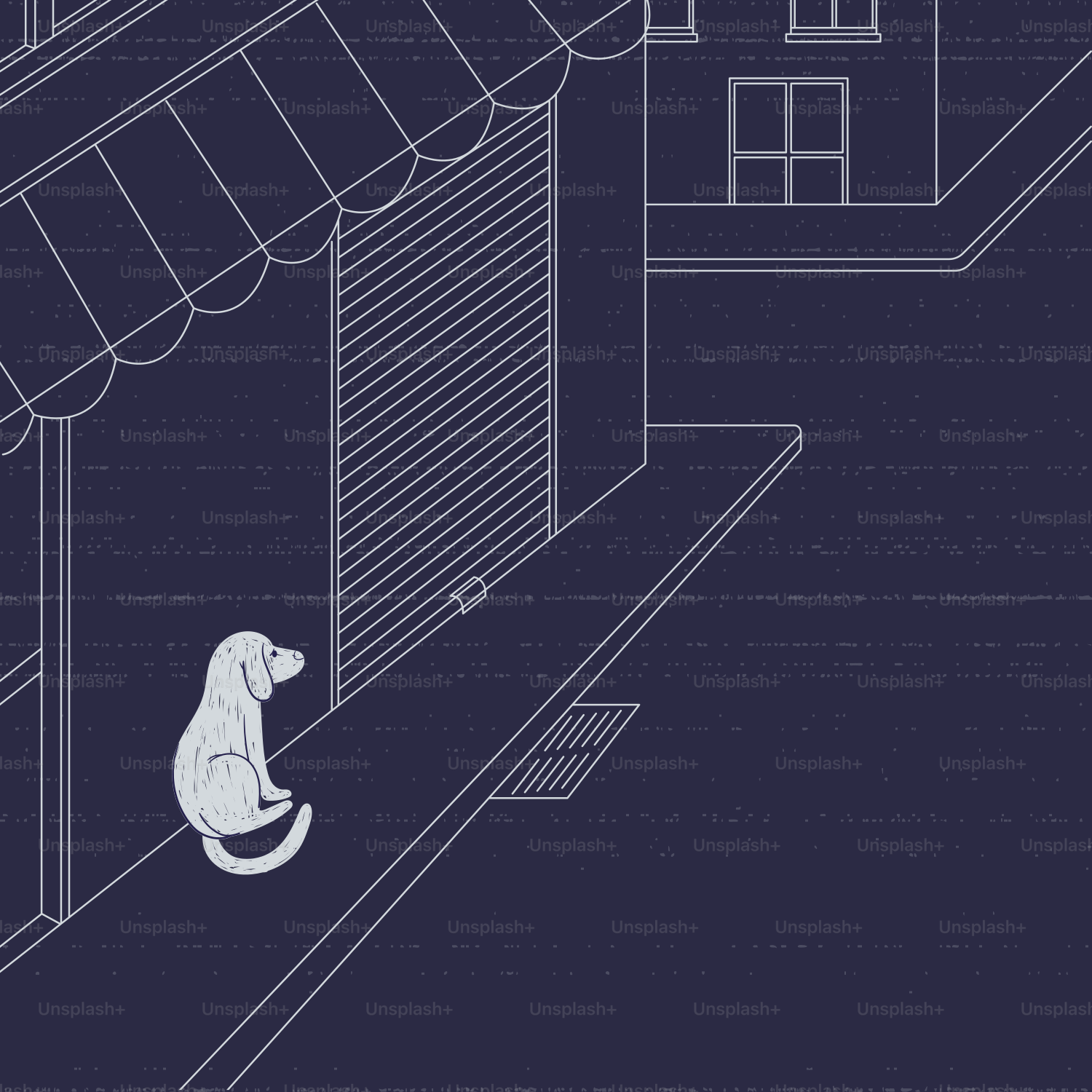 Ein einsamer Hund sitzt vor einem geschlossenen Laden.