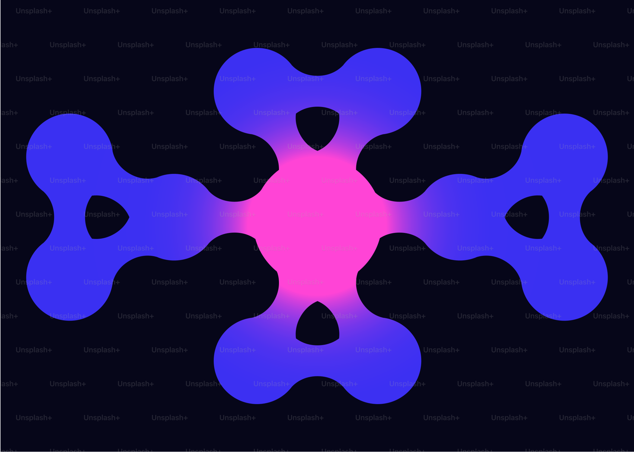 어두운 배경에 추상적으로 빛나는 파란색과 분홍색 형태