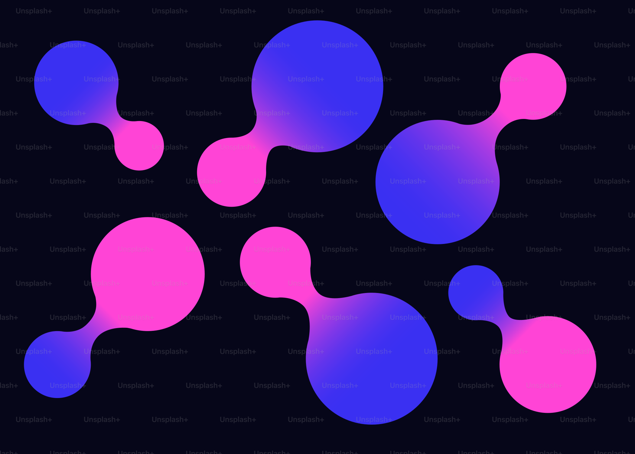 어두운 배경에 분홍색과 파란색 그라데이션이 있는 추상적인 도형들