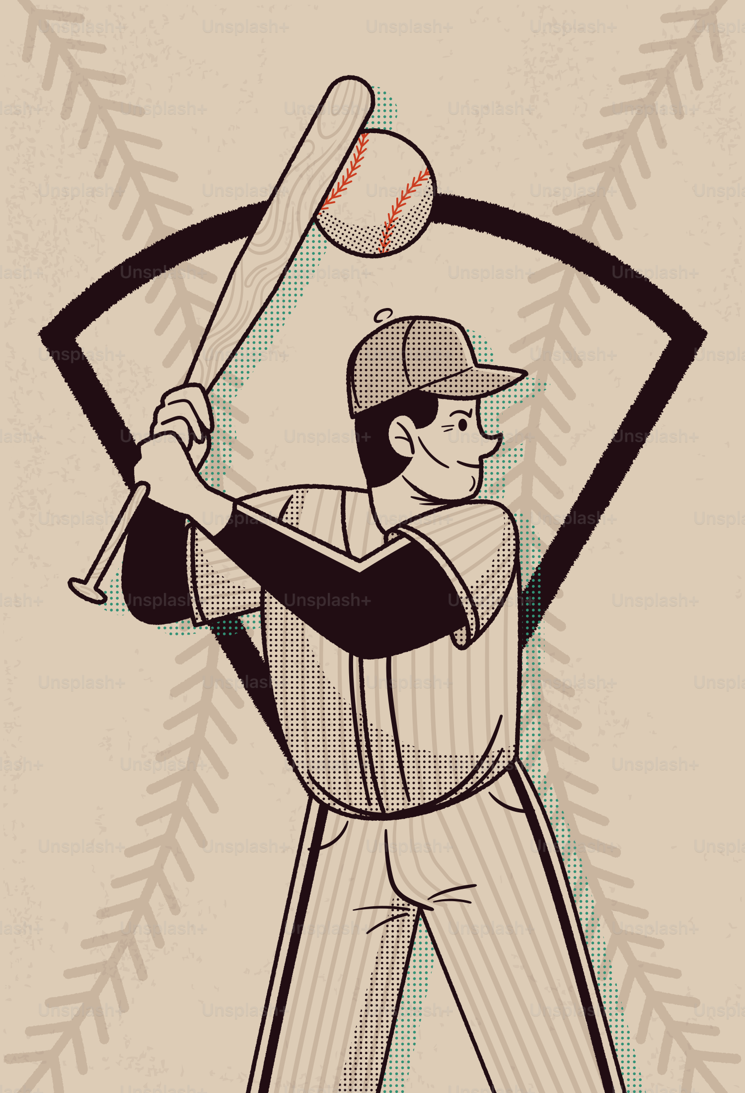 Ein Baseballspieler schlägt mit einem Schläger auf einen Pitch.