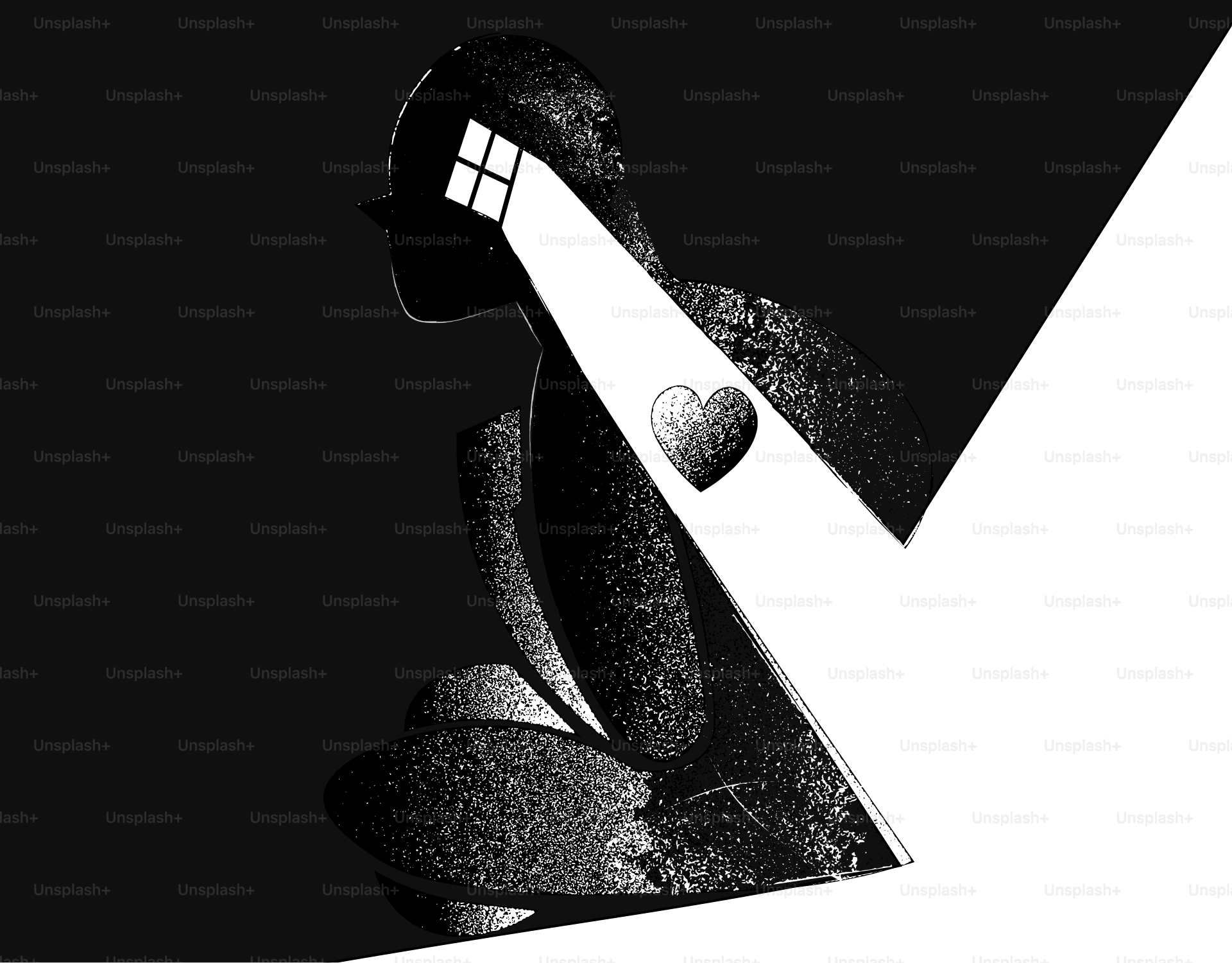 Silhouette einer Gestalt mit einem beleuchteten Herzsymbol.