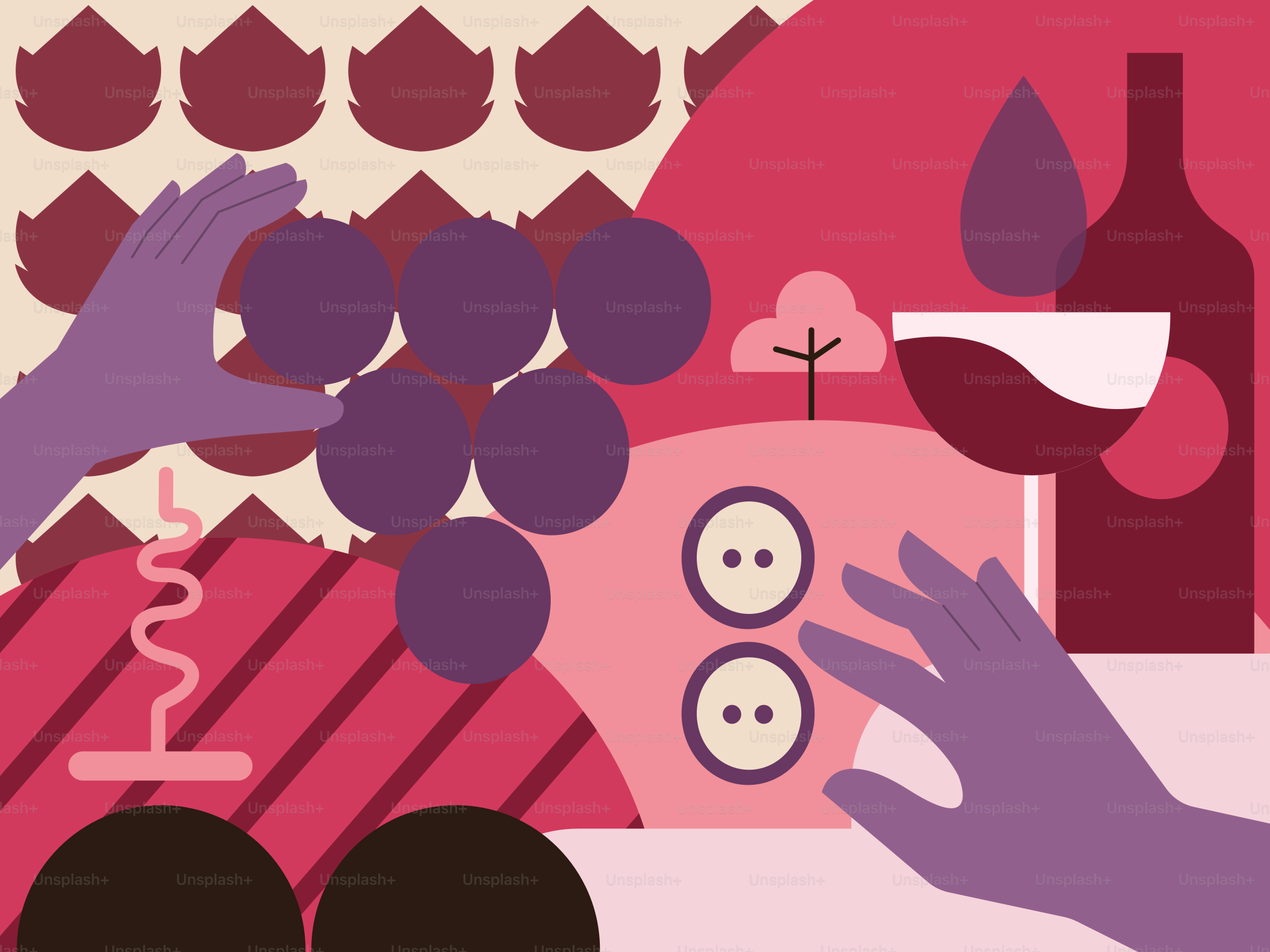 Tangan meraih anggur di dekat botol anggur dan gelas