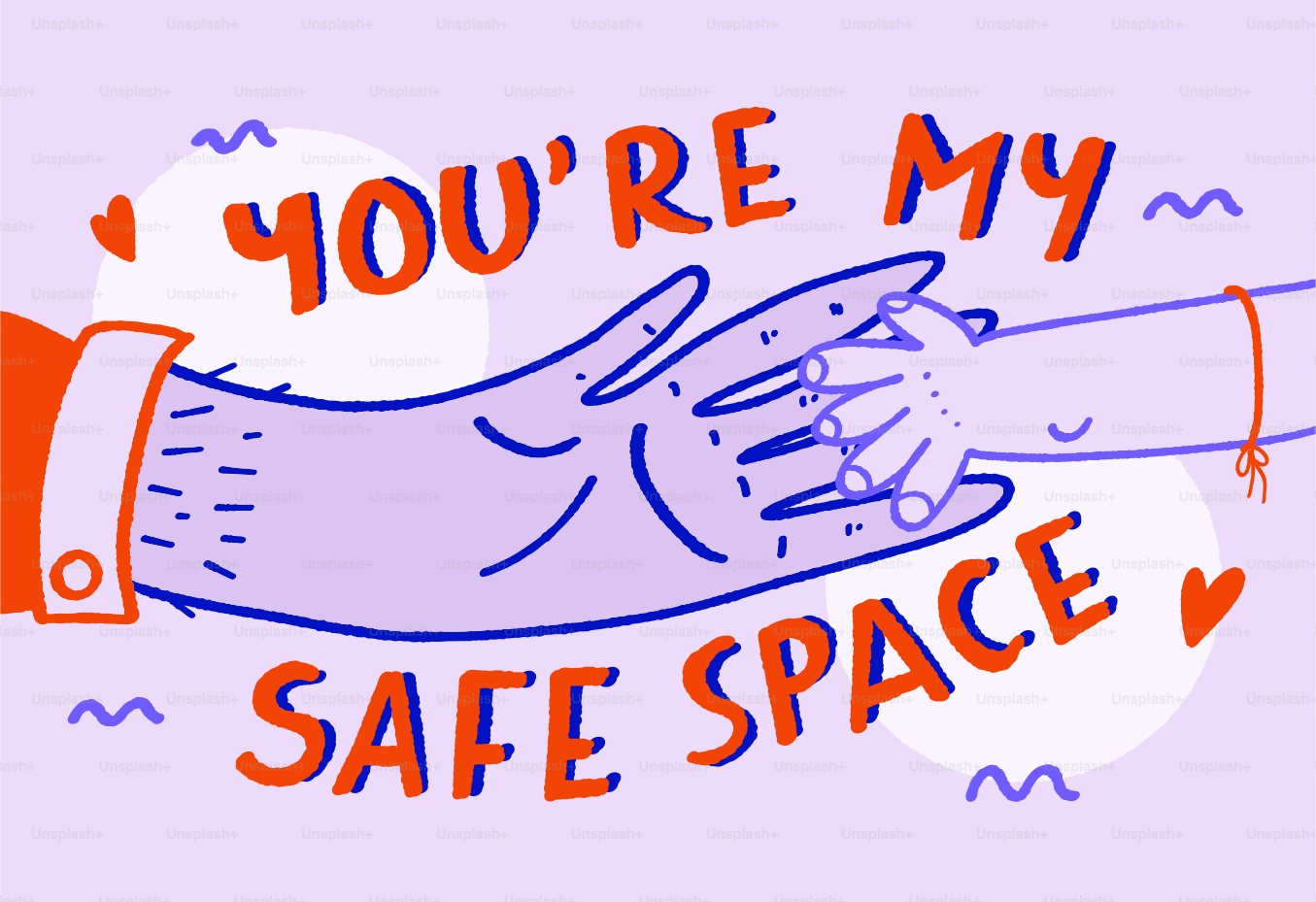 Two hands holding with text "you're my safe space"