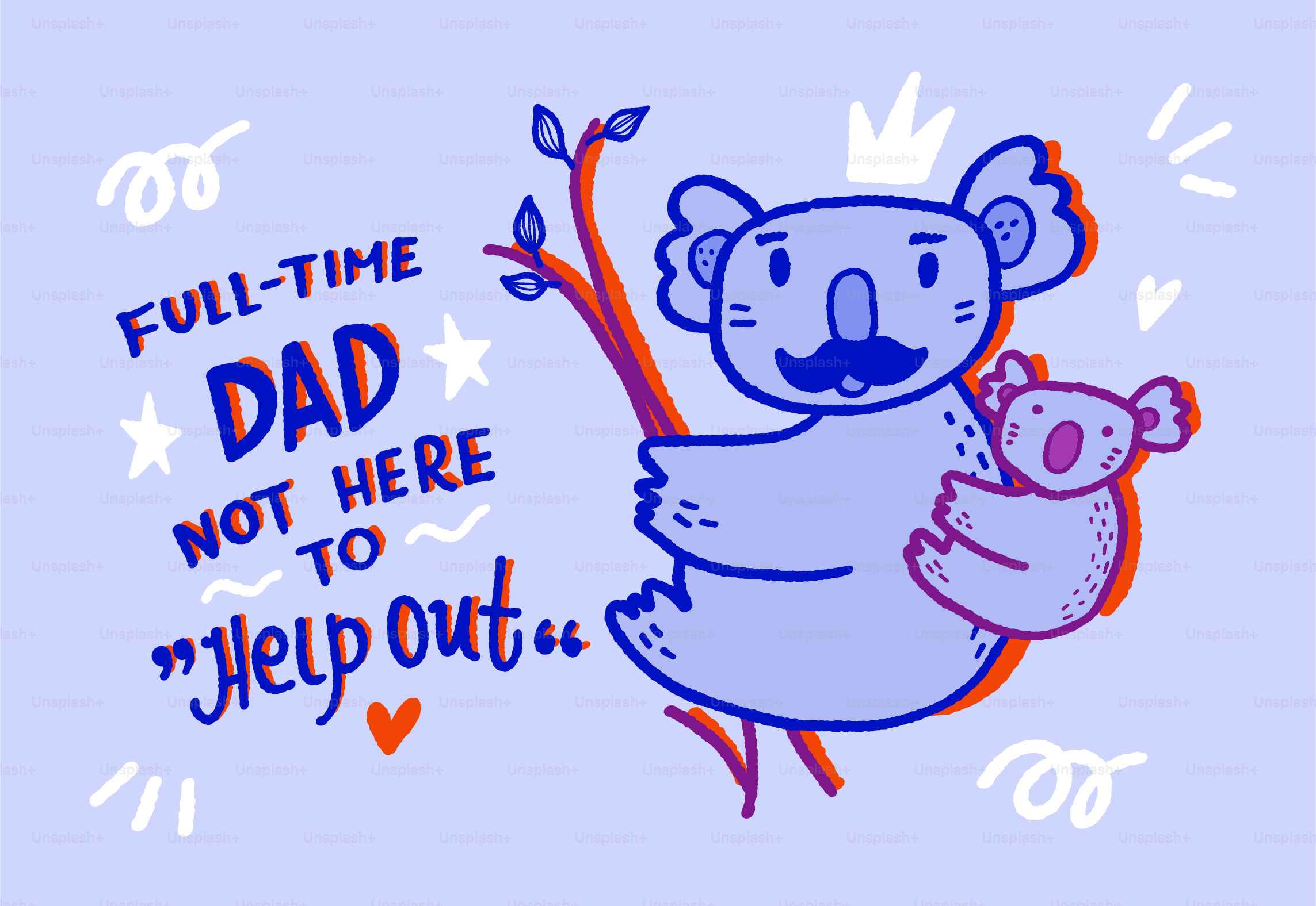 Koala dad with baby on tree branch