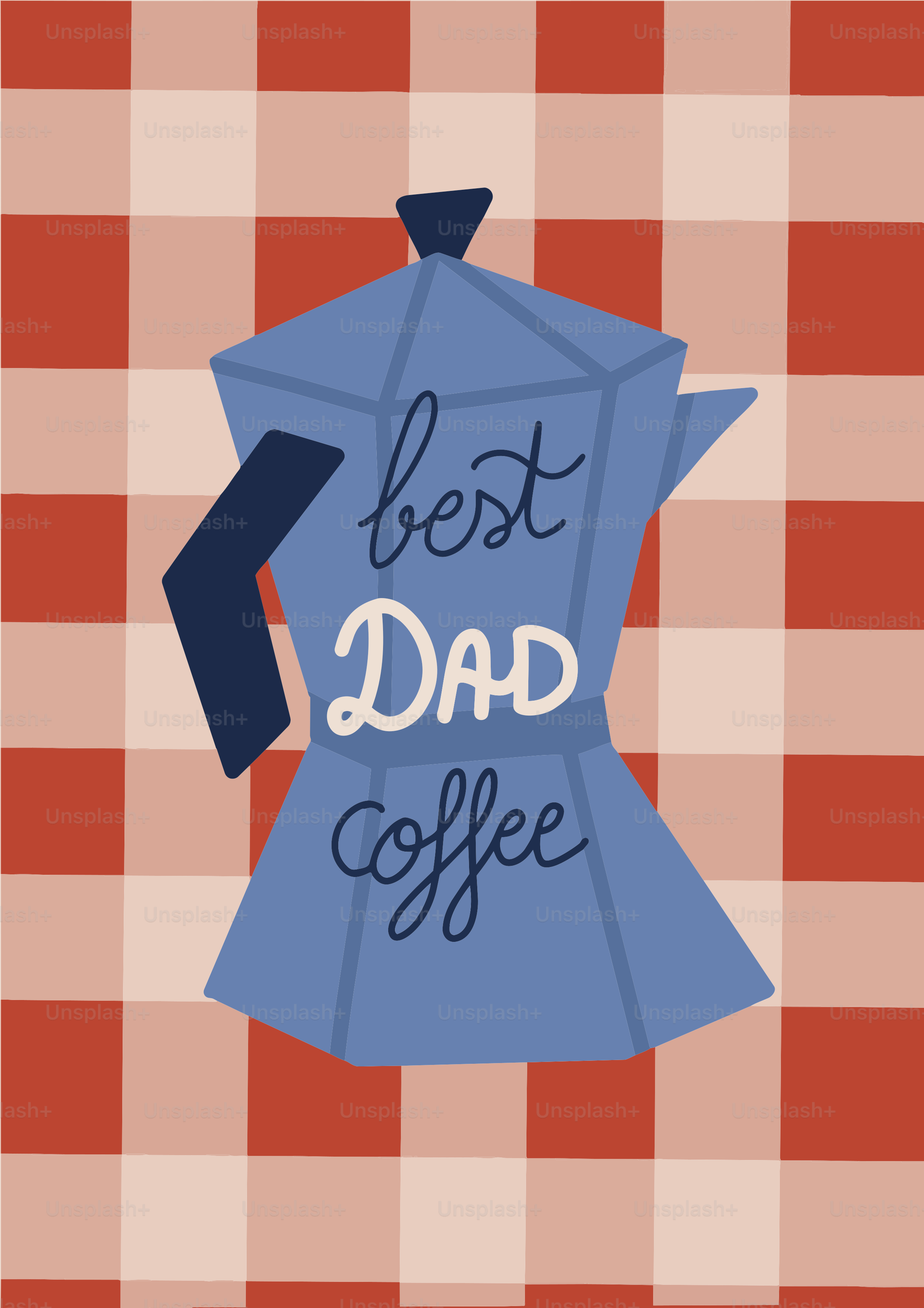 Blaue Kaffeemaschine mit dem Text 'bester Vater-Kaffee'.