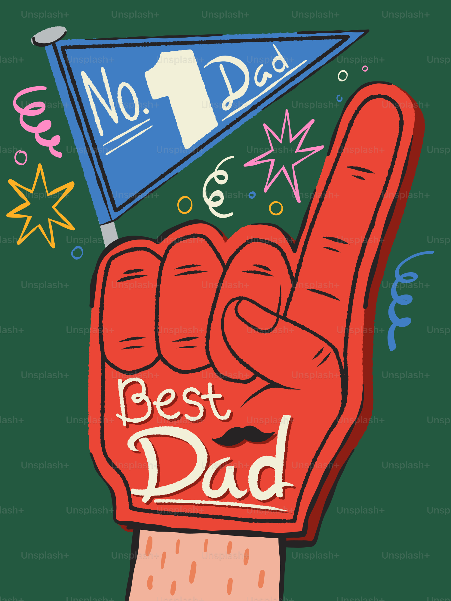 Die Hand hält einen roten Schaumstofffinger mit dem Text "bester Papa".