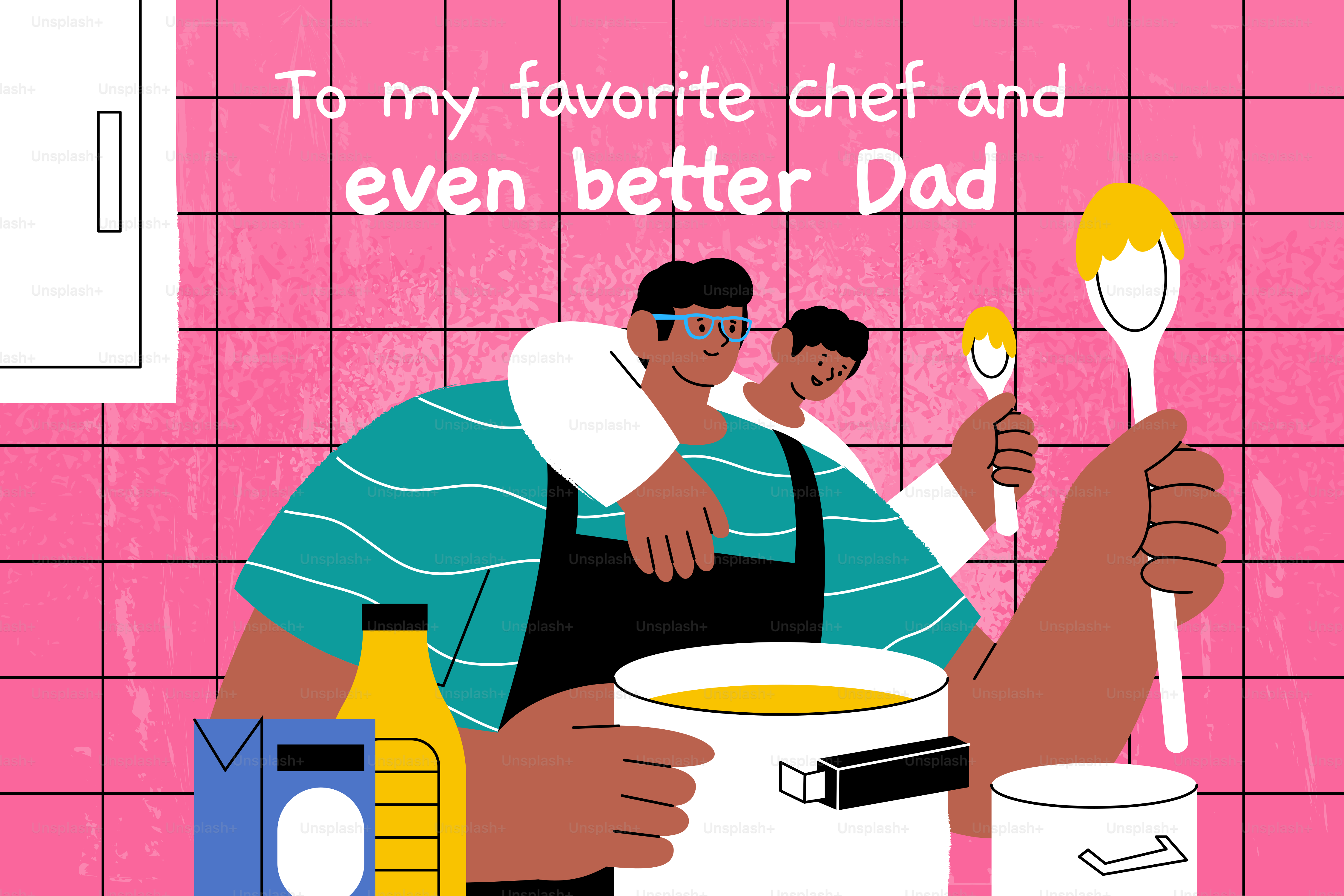 Padre e hijo cocinando juntos en una cocina.
