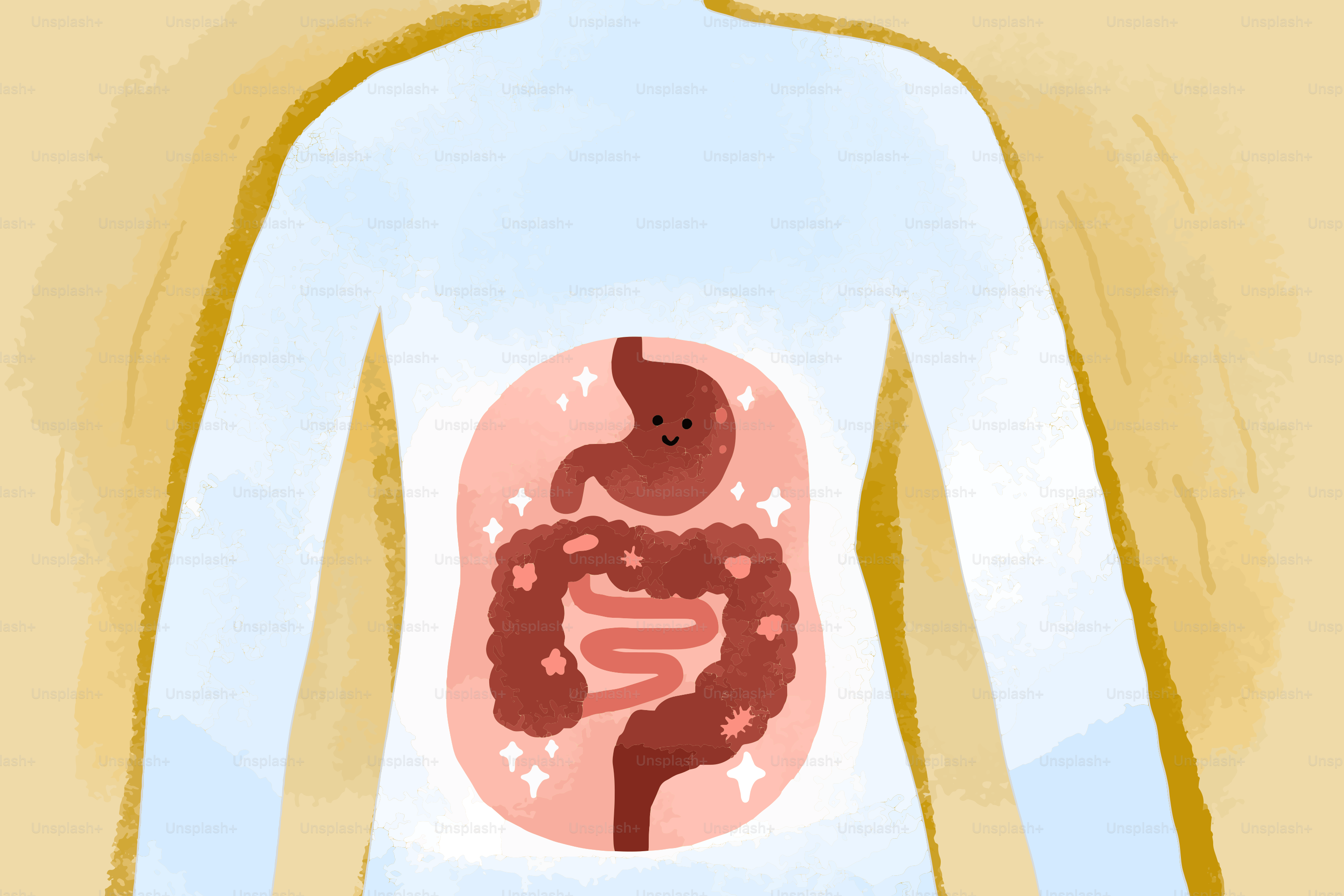 Cartoon of a healthy digestive system