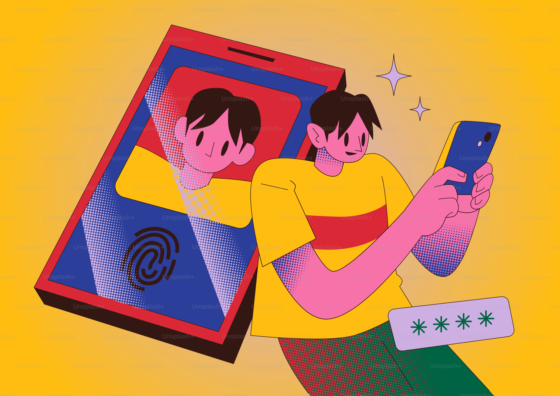 Homme utilisant un smartphone avec une sécurité par empreintes digitales