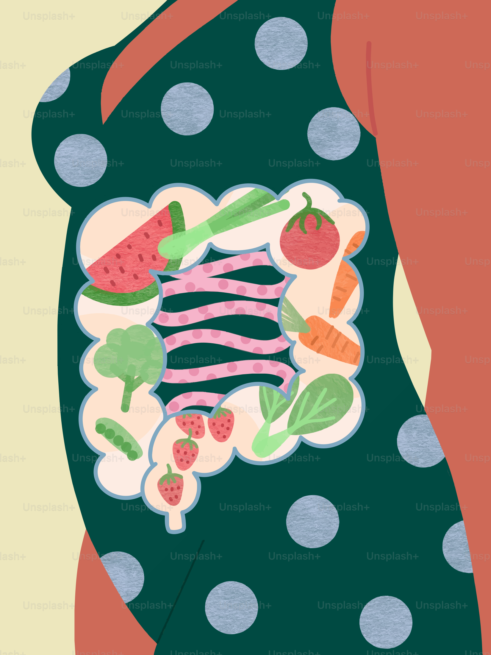 Makanan sehat di dalam sistem pencernaan