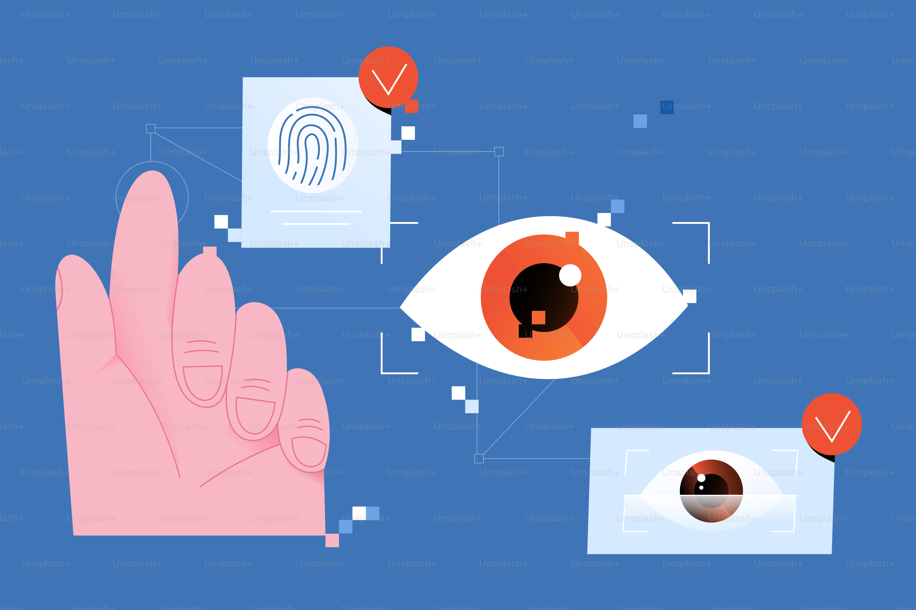 Biometric identification with fingerprint and eye scan vector ...