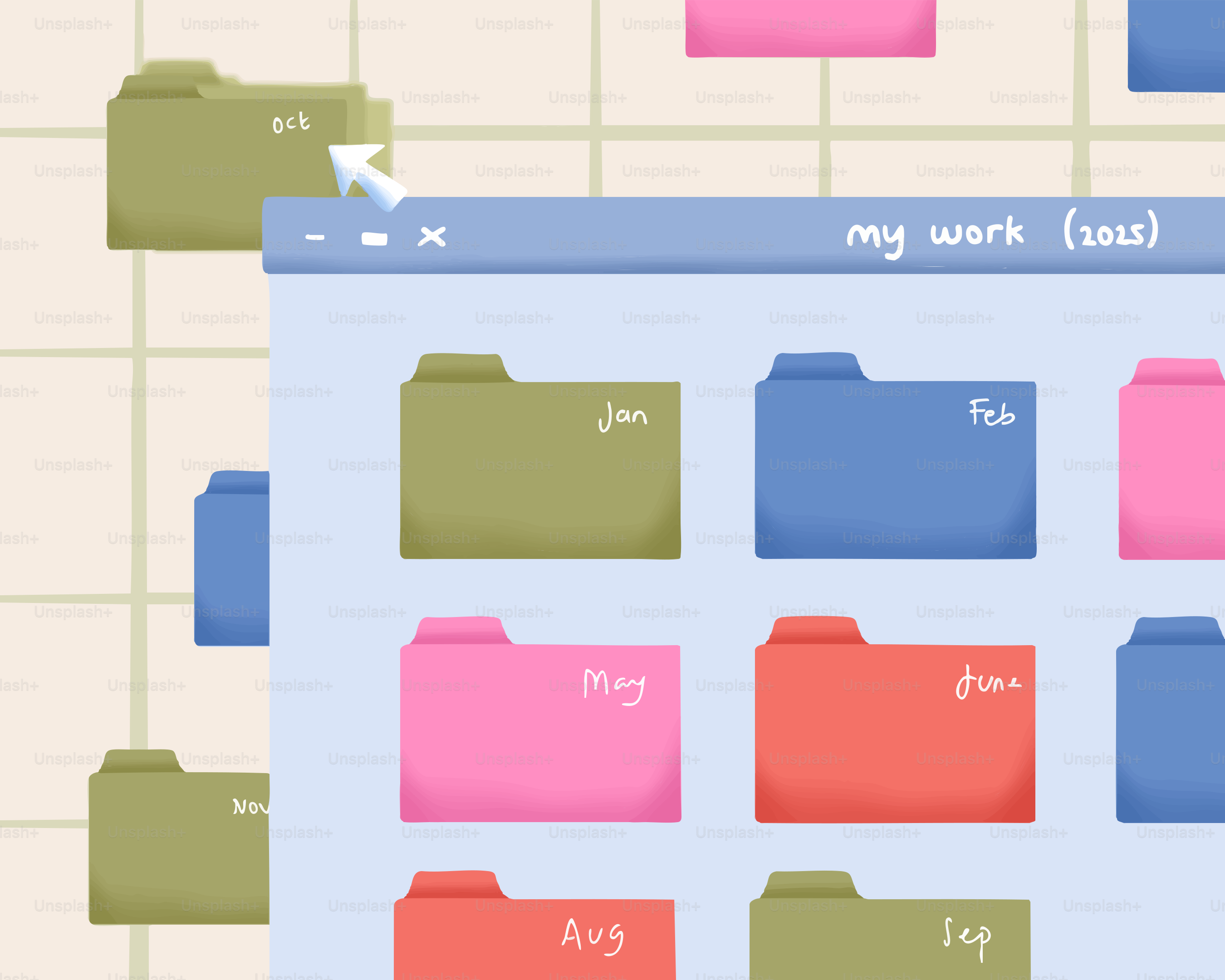 Digital folders organized by month on a grid vector – Desktop Image on ...
