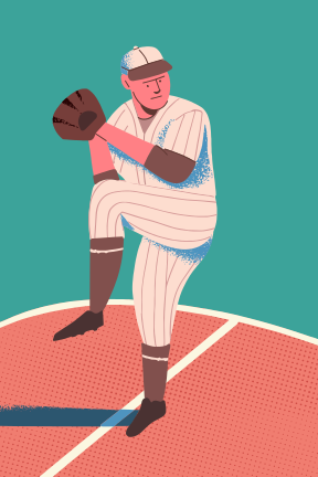 Baseball-Pitcher in Uniform auf dem Hügel